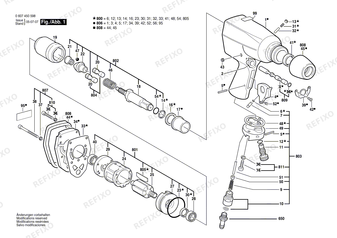 Деталировка Bosch Pw-Schlagschrauber-Ind Y-6T 1/2" (0 607 450 611) — схема запчастей в разборе