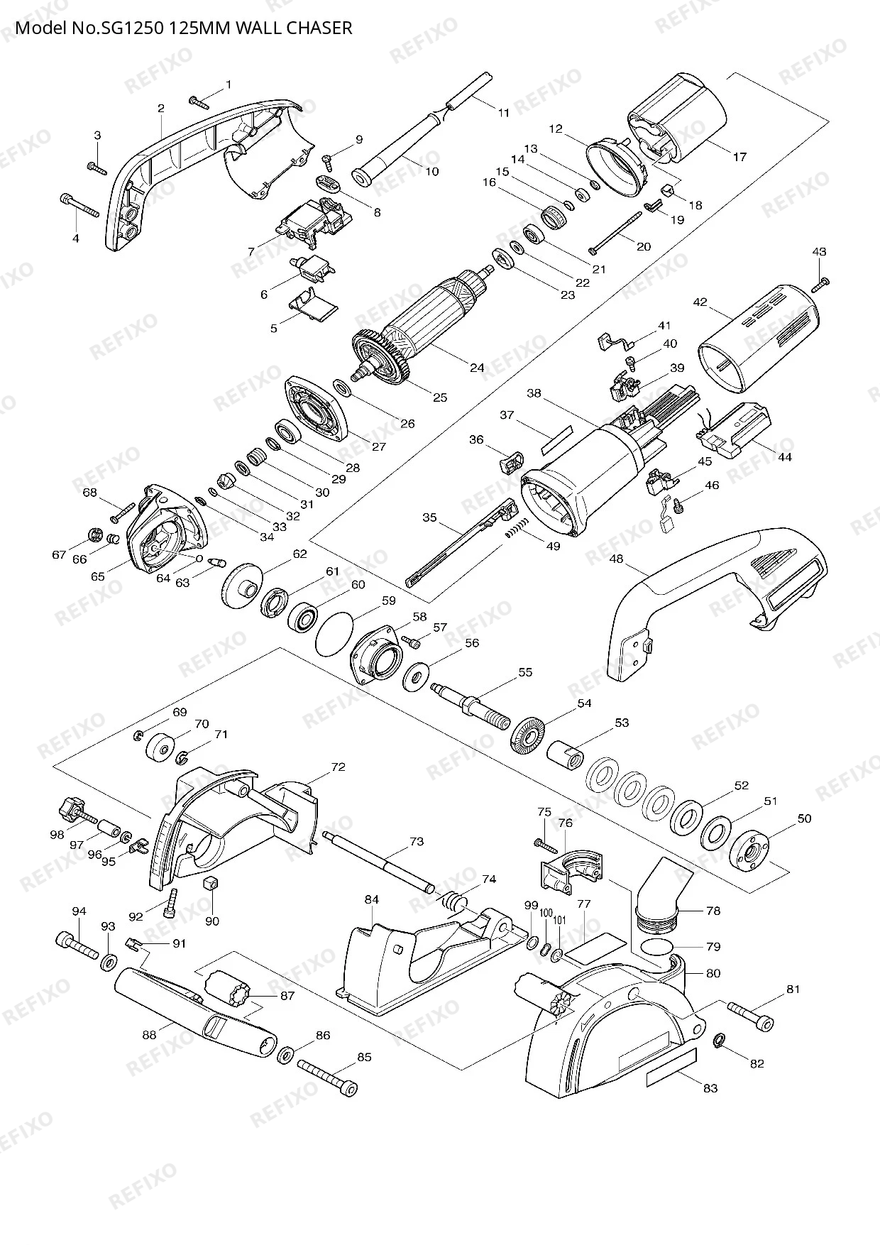 Деталировка MAKITA SG1250 — схема запчастей в разборе