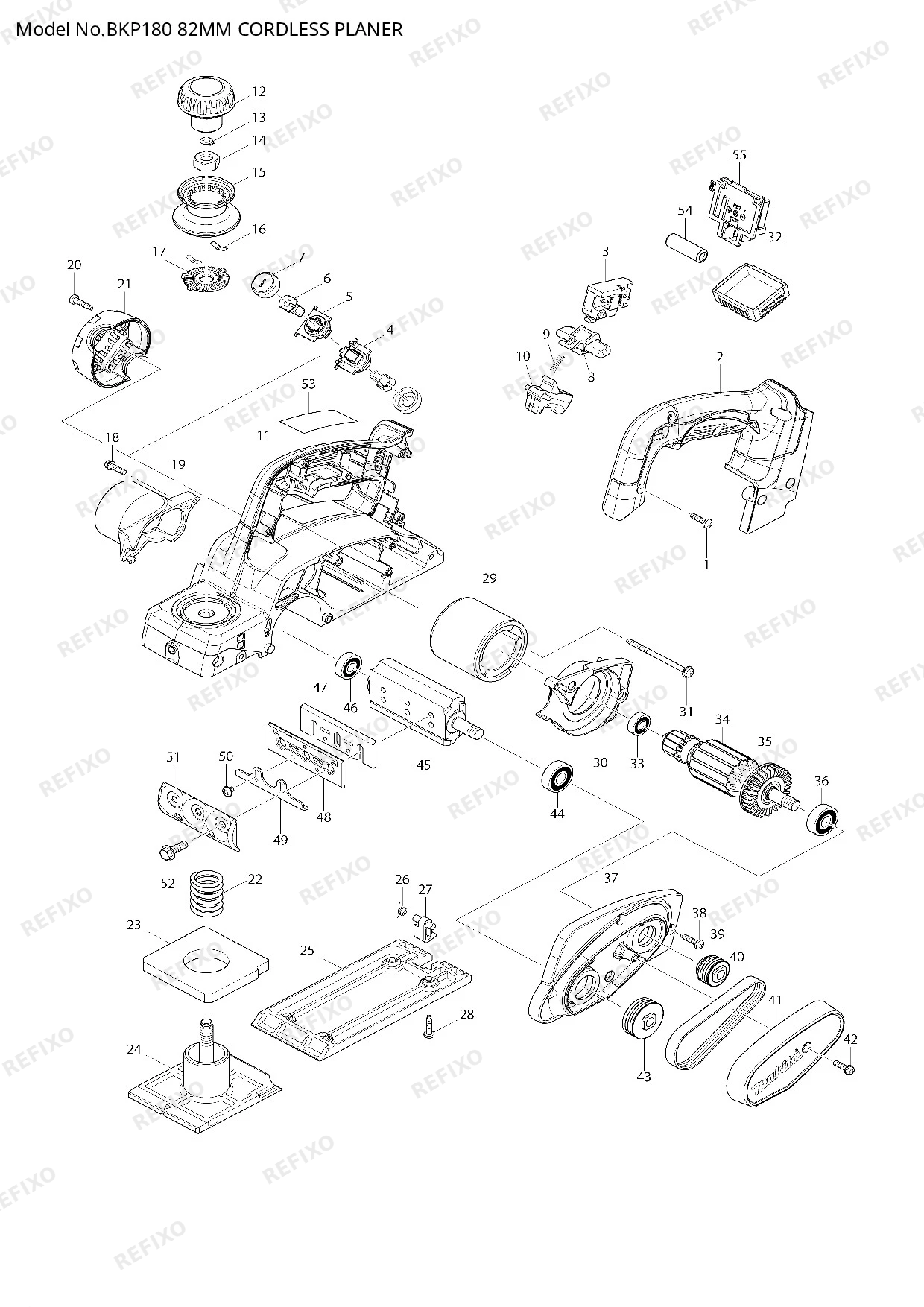 Деталировка MAKITA BKP180 — схема запчастей в разборе
