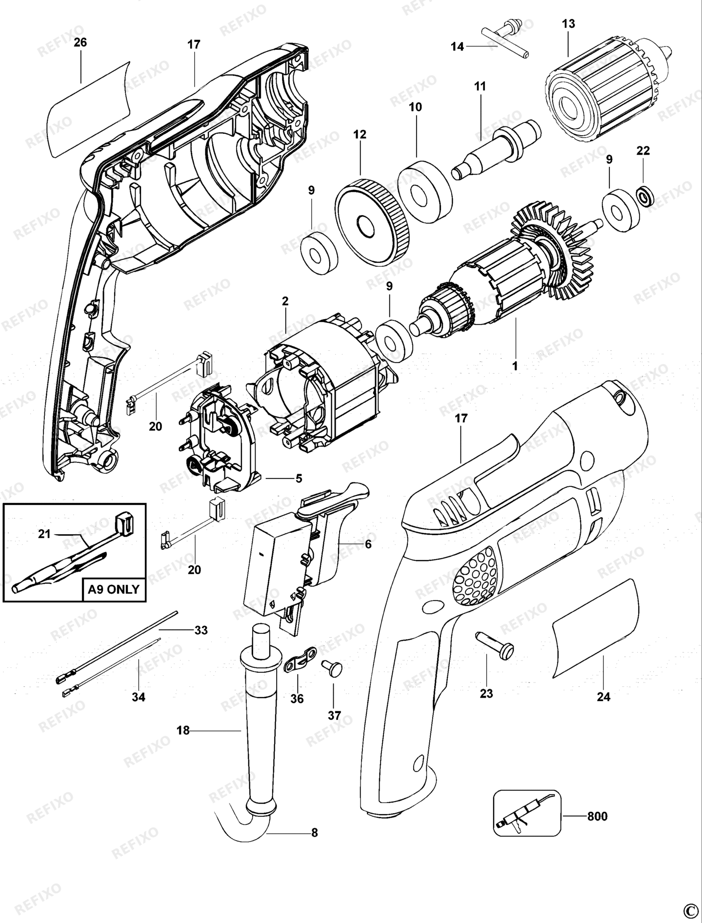 Деталировка DeWalt D21001-XJ TYPE 1 BOHRER D21001-XJ D21001 — схема запчастей в разборе