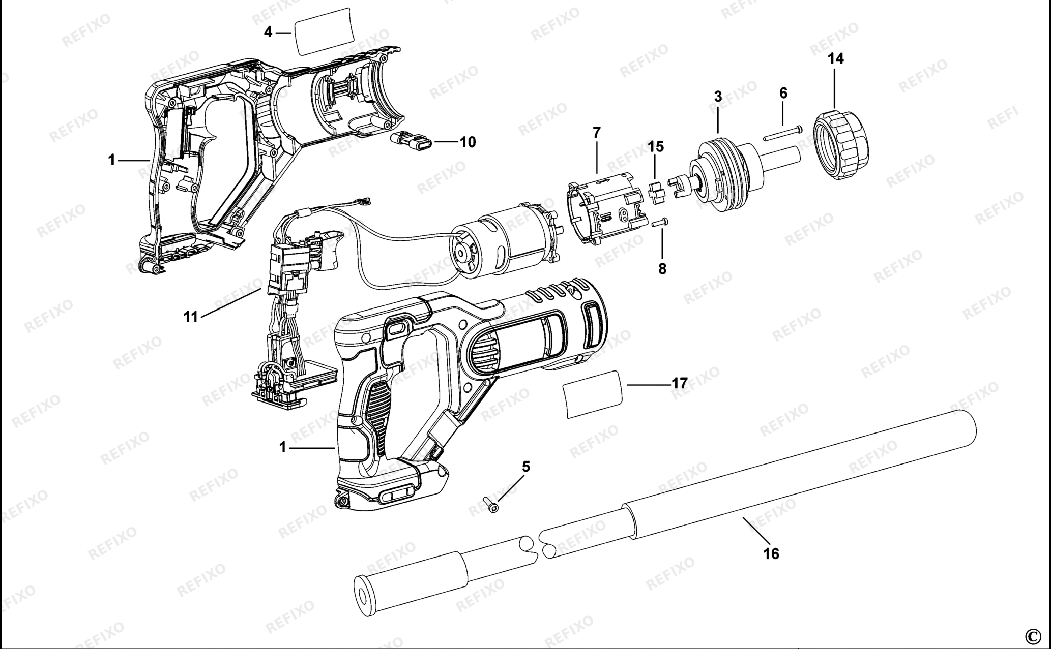 Деталировка DeWalt DCE531-XJ TYPE 1 BETONVERDICHTER DCE531-XJ DCE531 — схема запчастей в разборе