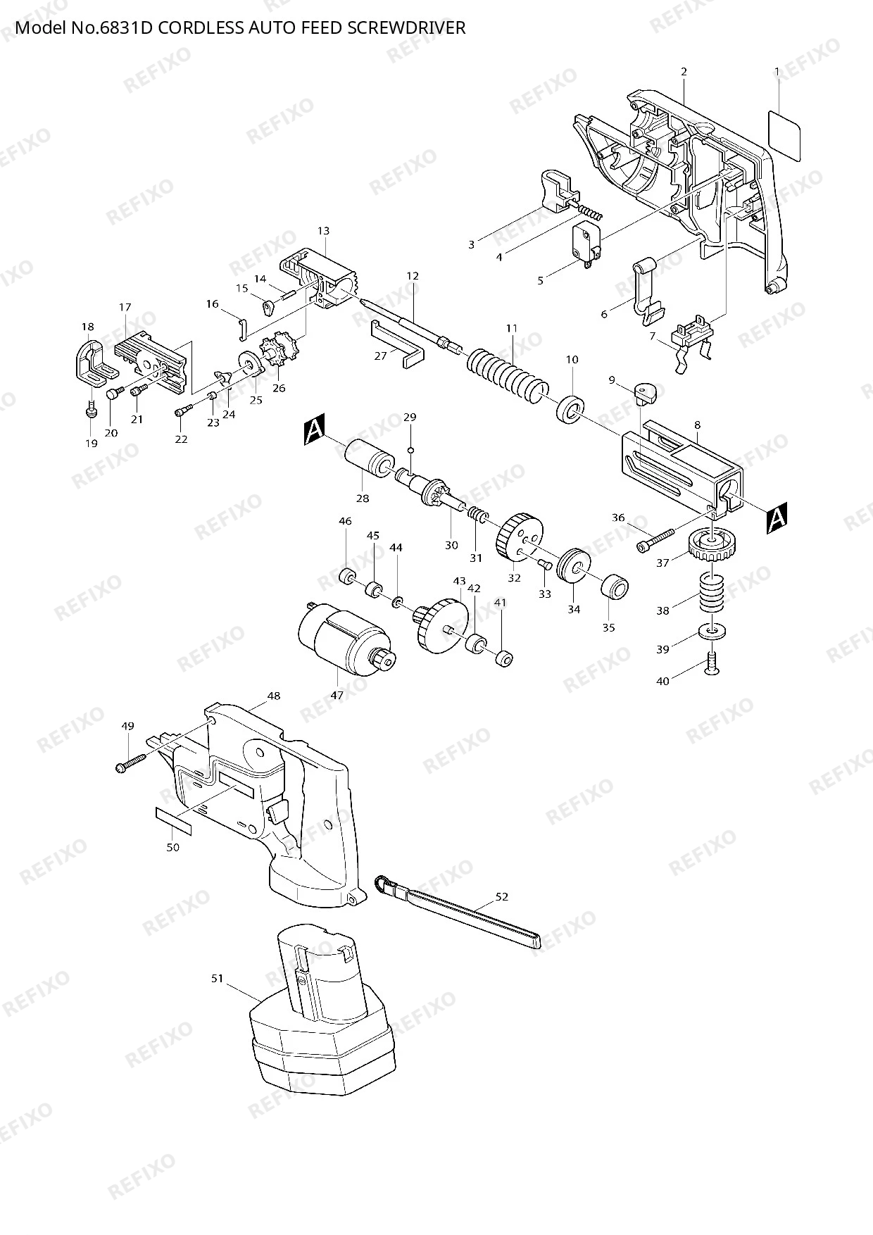Деталировка MAKITA 6831D — схема запчастей в разборе