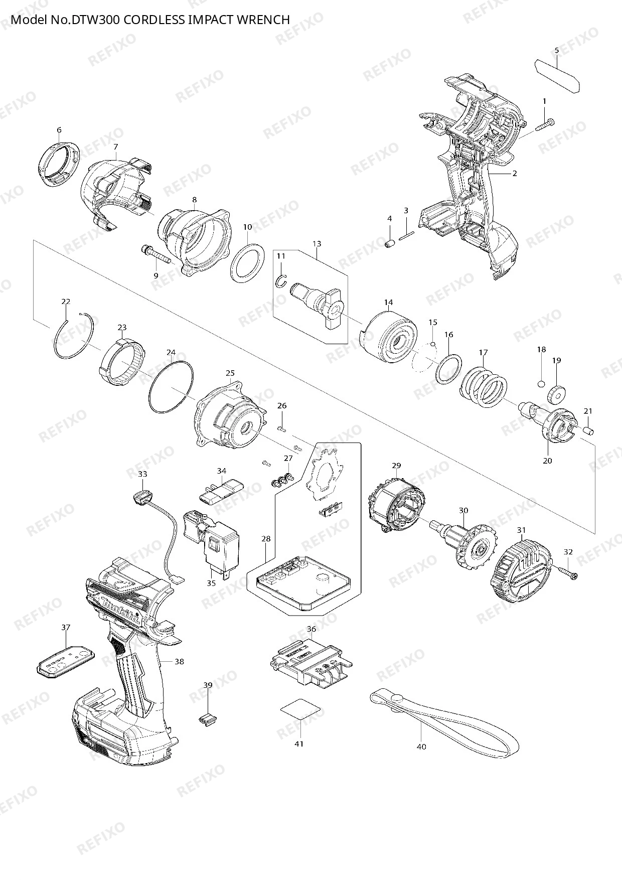 Деталировка MAKITA DTW300 — схема запчастей в разборе