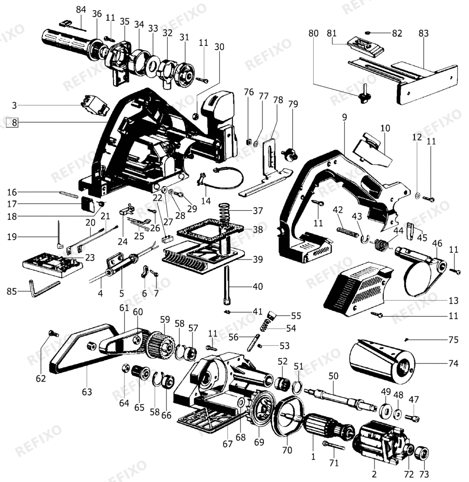 Деталировка Festool HL 850 EB - рубанок 488024 — схема запчастей в разборе