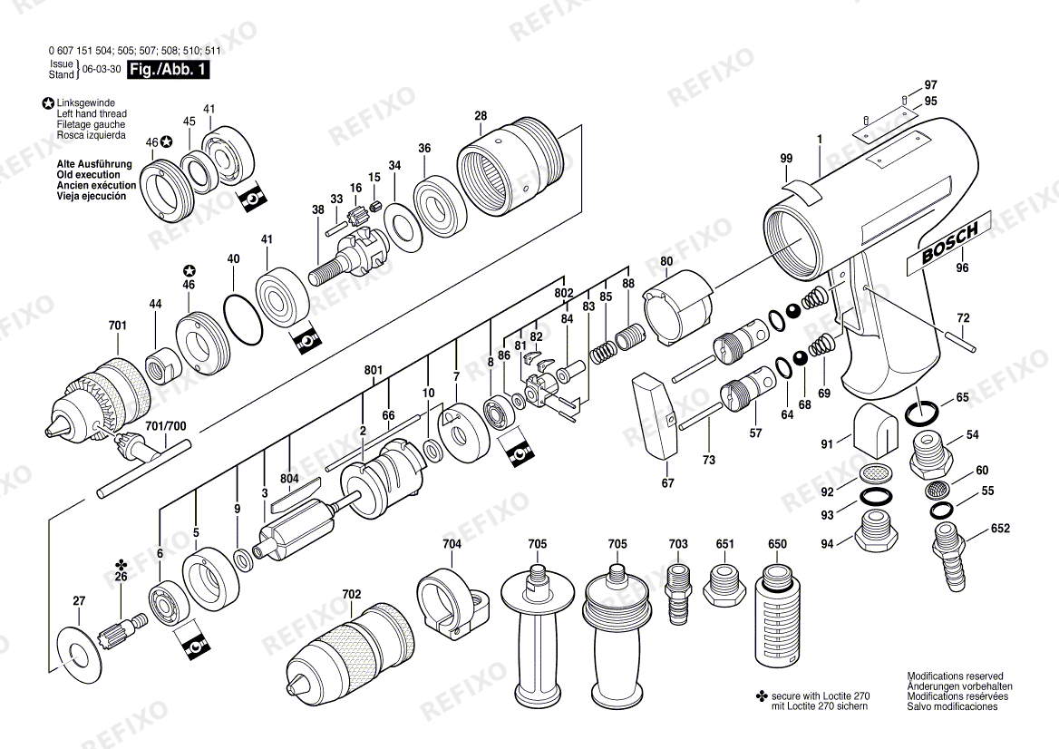 Деталировка Bosch Pw- дрель -Ind 370 WATT-SERIE (0 607 151 504) — схема запчастей в разборе