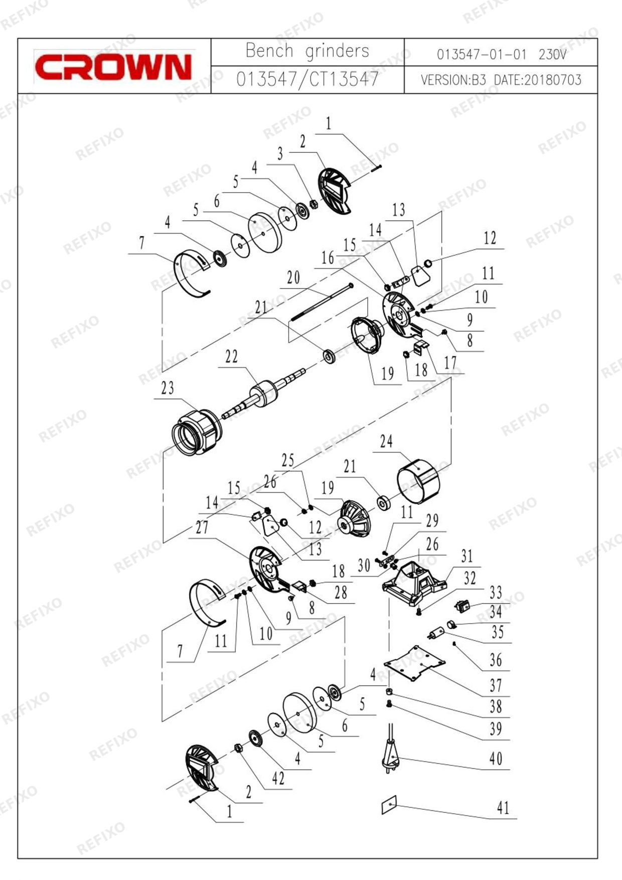 Деталировка CROWN CT13547 — схема запчастей в разборе