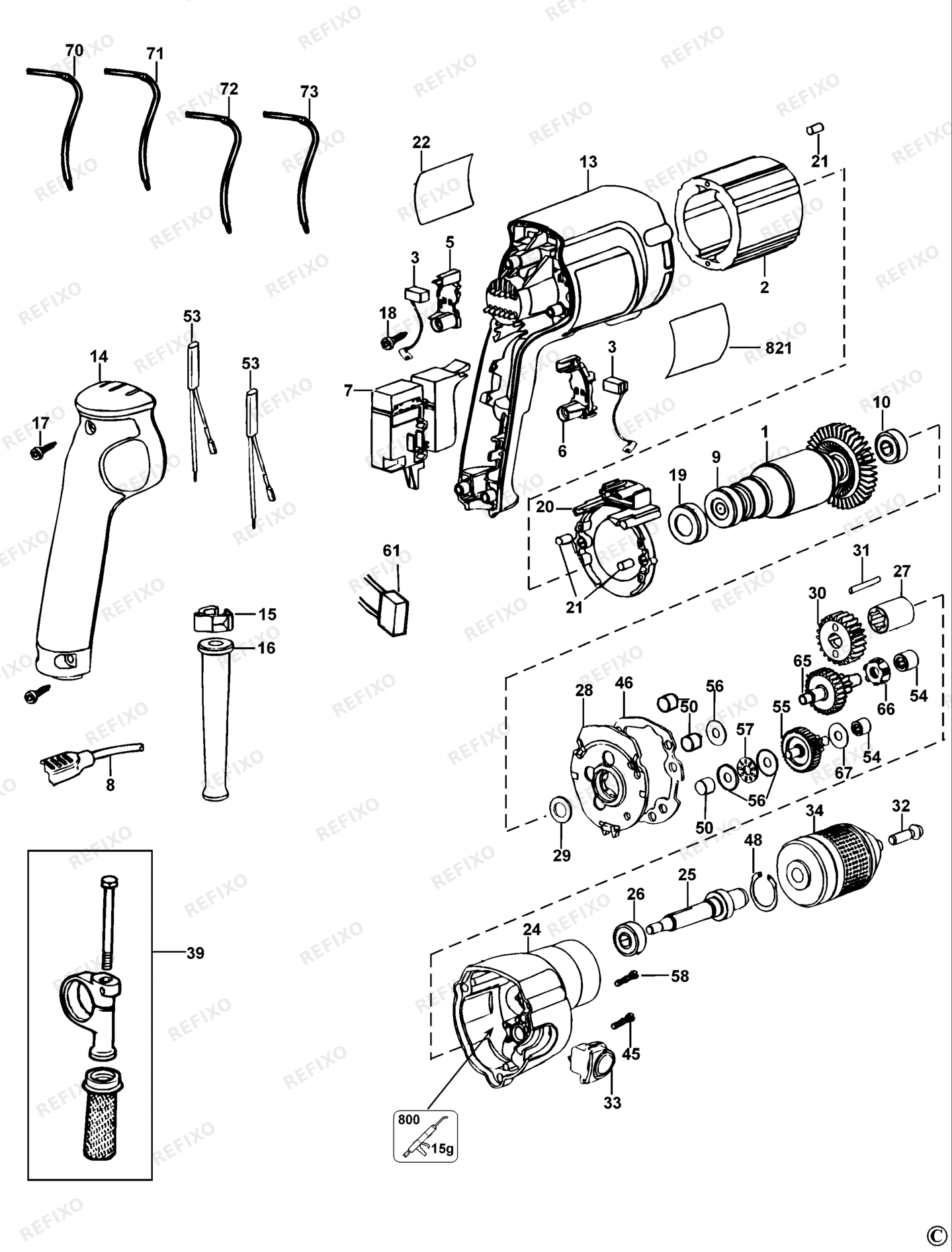 Деталировка DeWalt DW246-QS TYPE 5 BOHRER DW246-QS DW246 — схема запчастей в разборе