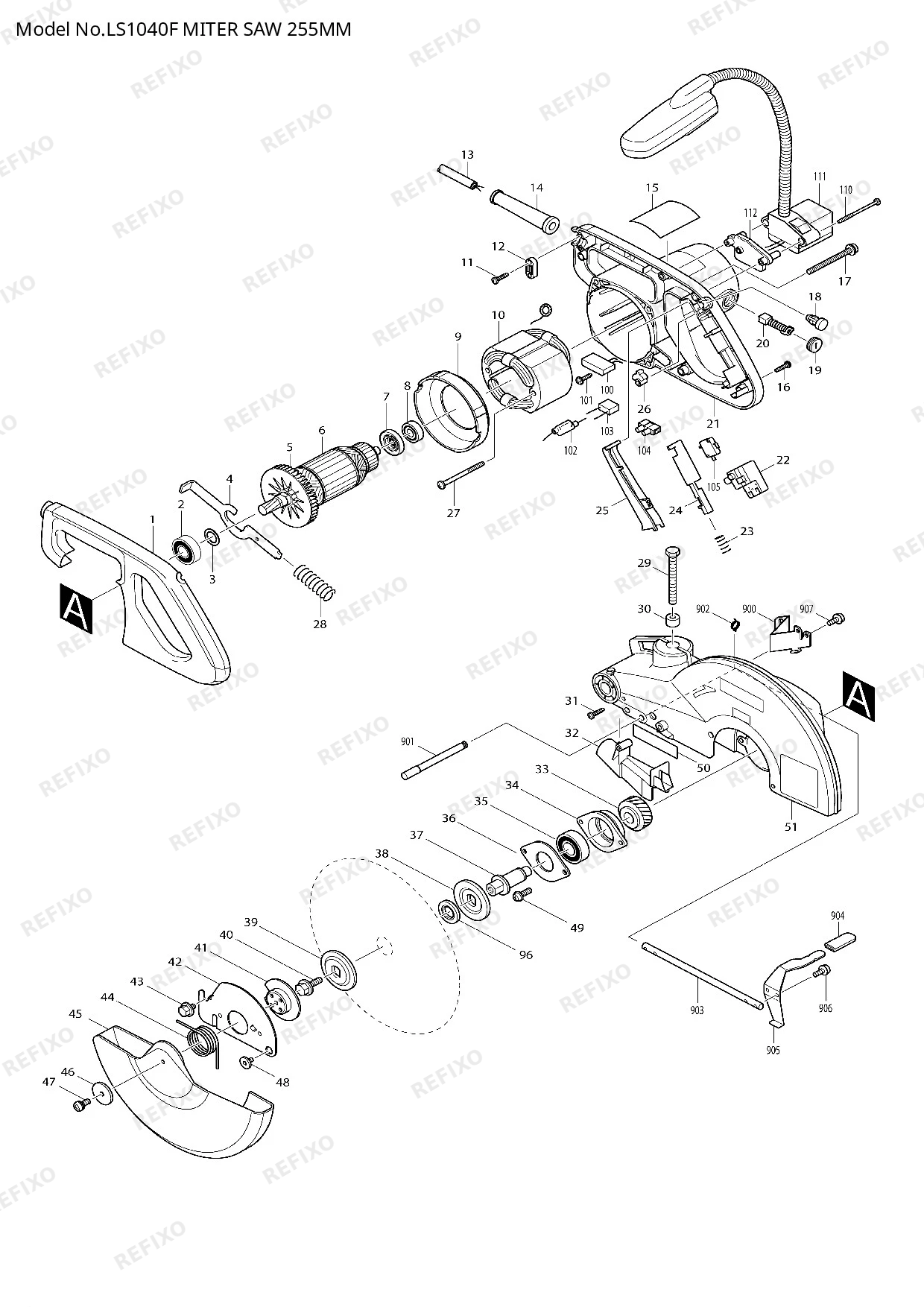 Деталировка MAKITA LS1040F — схема запчастей в разборе