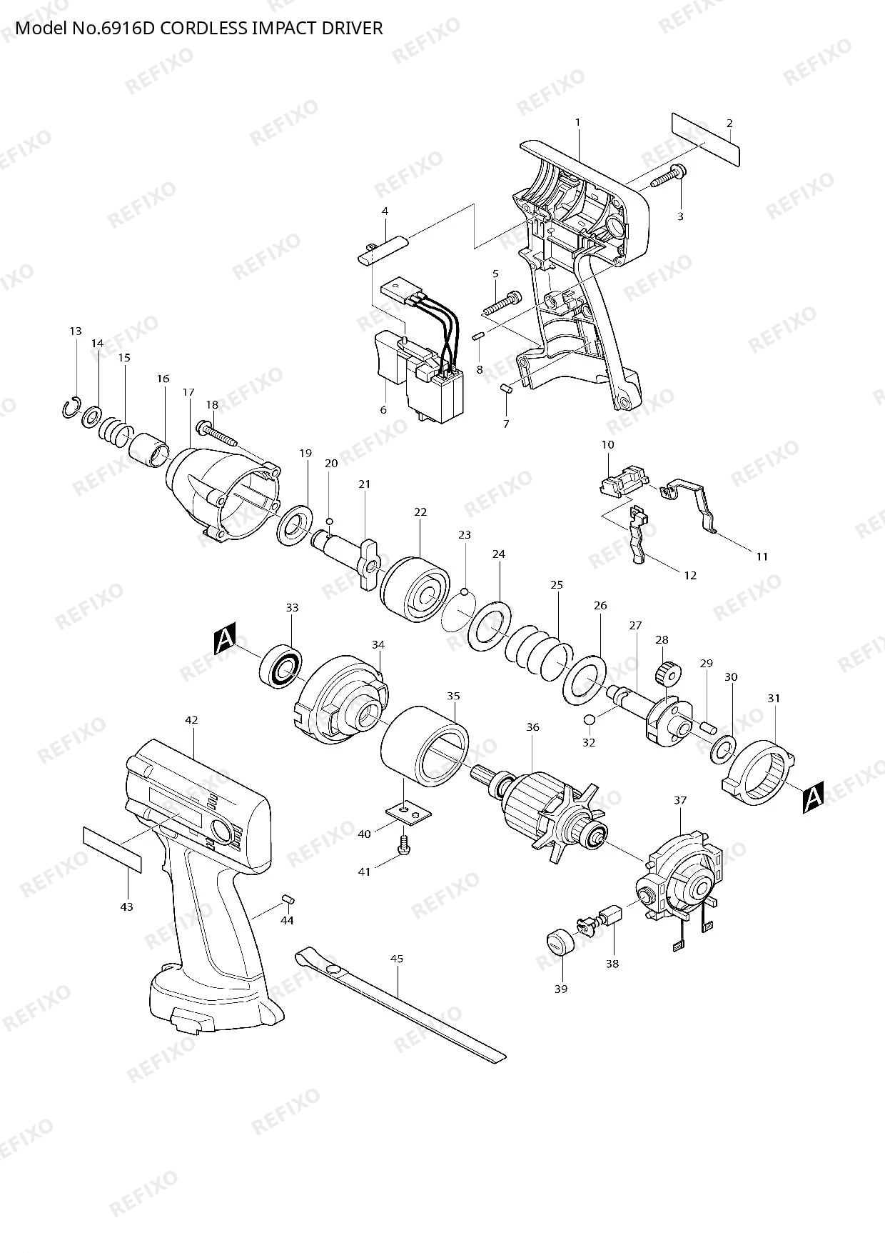 Деталировка MAKITA 6916D — схема запчастей в разборе