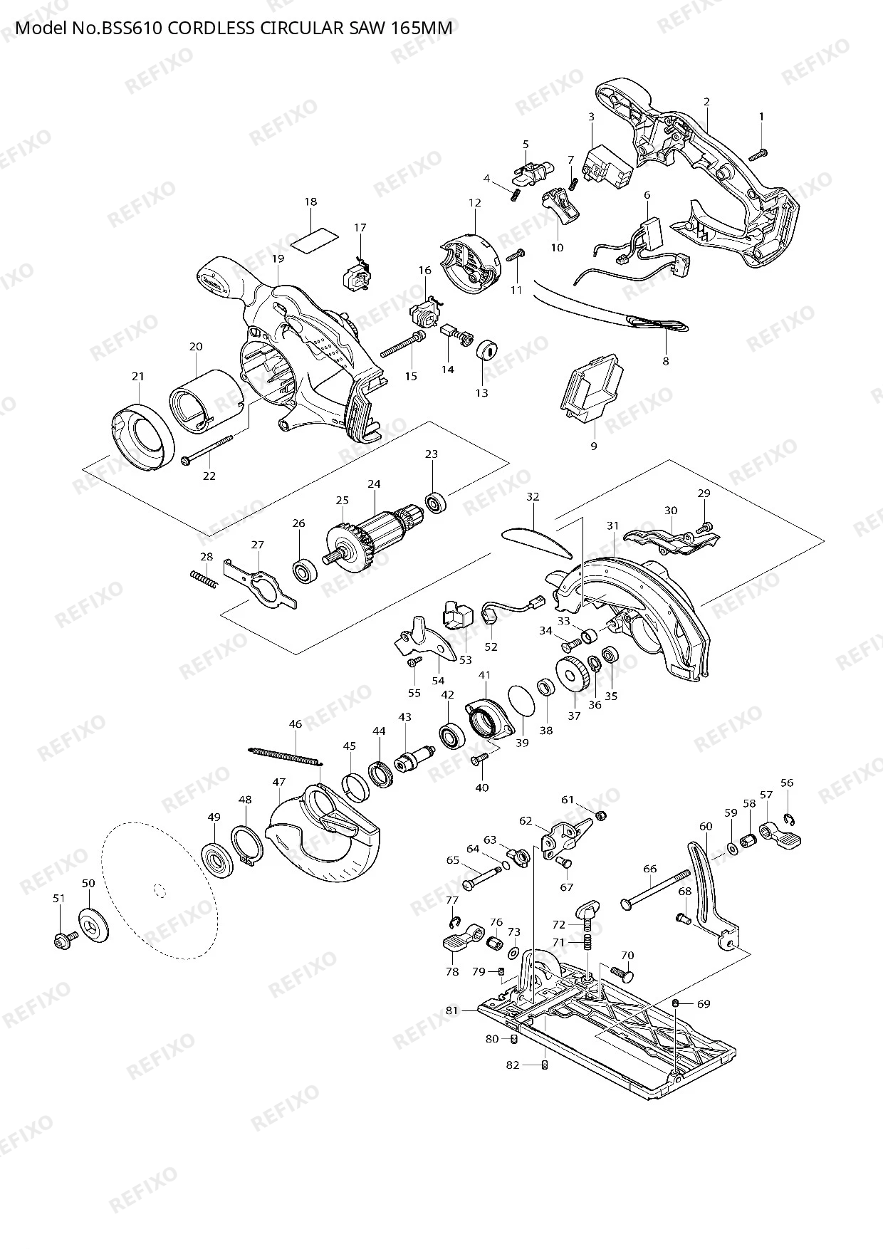 Деталировка MAKITA BSS610 — схема запчастей в разборе
