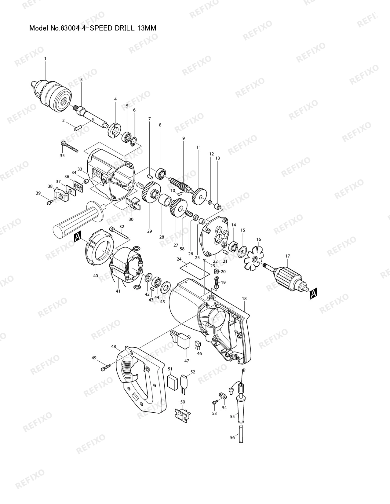 Деталировка MAKITA 6300 4 — схема запчастей в разборе