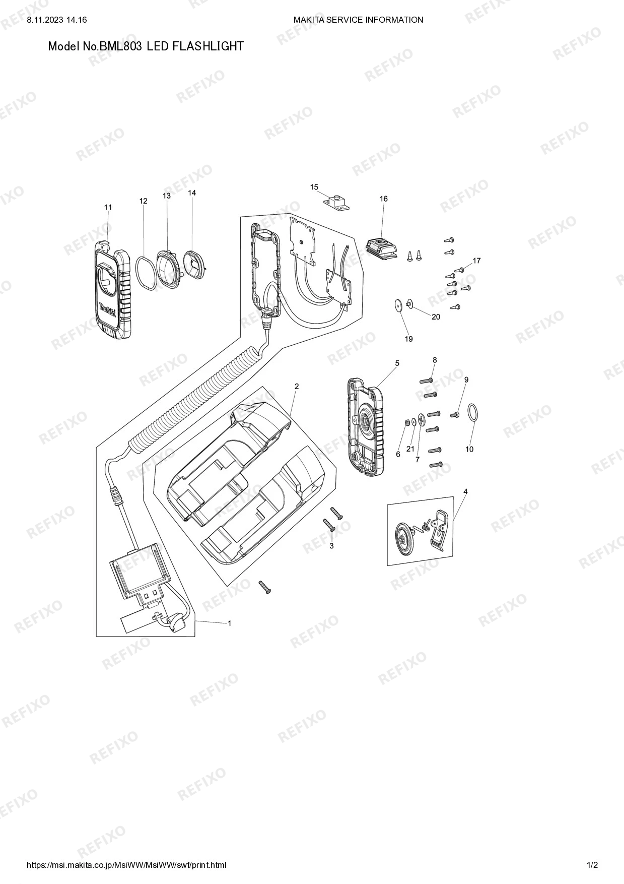 Деталировка MAKITA BML803 — схема запчастей в разборе