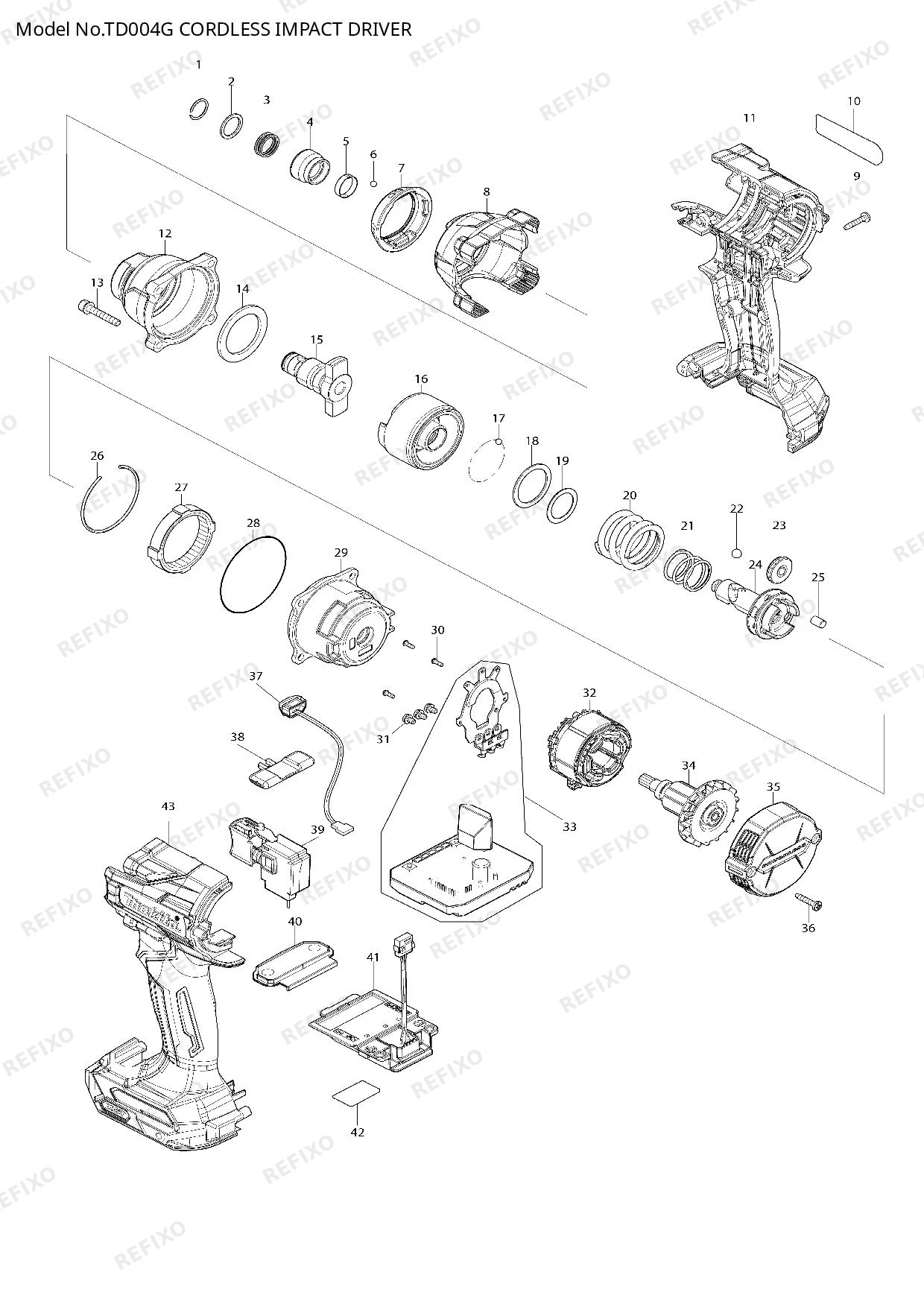 Деталировка MAKITA TD004G — схема запчастей в разборе