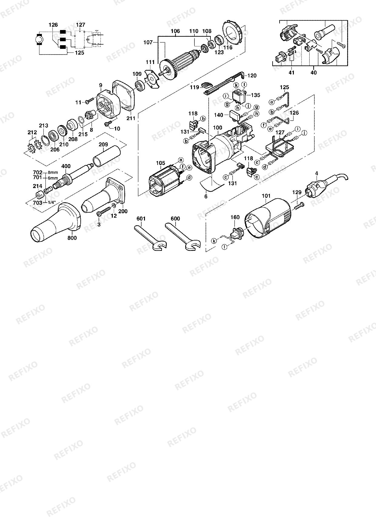 Деталировка MILWAUKEE DGL30E 4933385120 4000385121 — схема запчастей в разборе