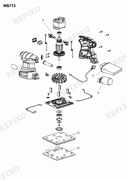 Деталировка Flex MS 713 230CEE 332380 — схема запчастей в разборе