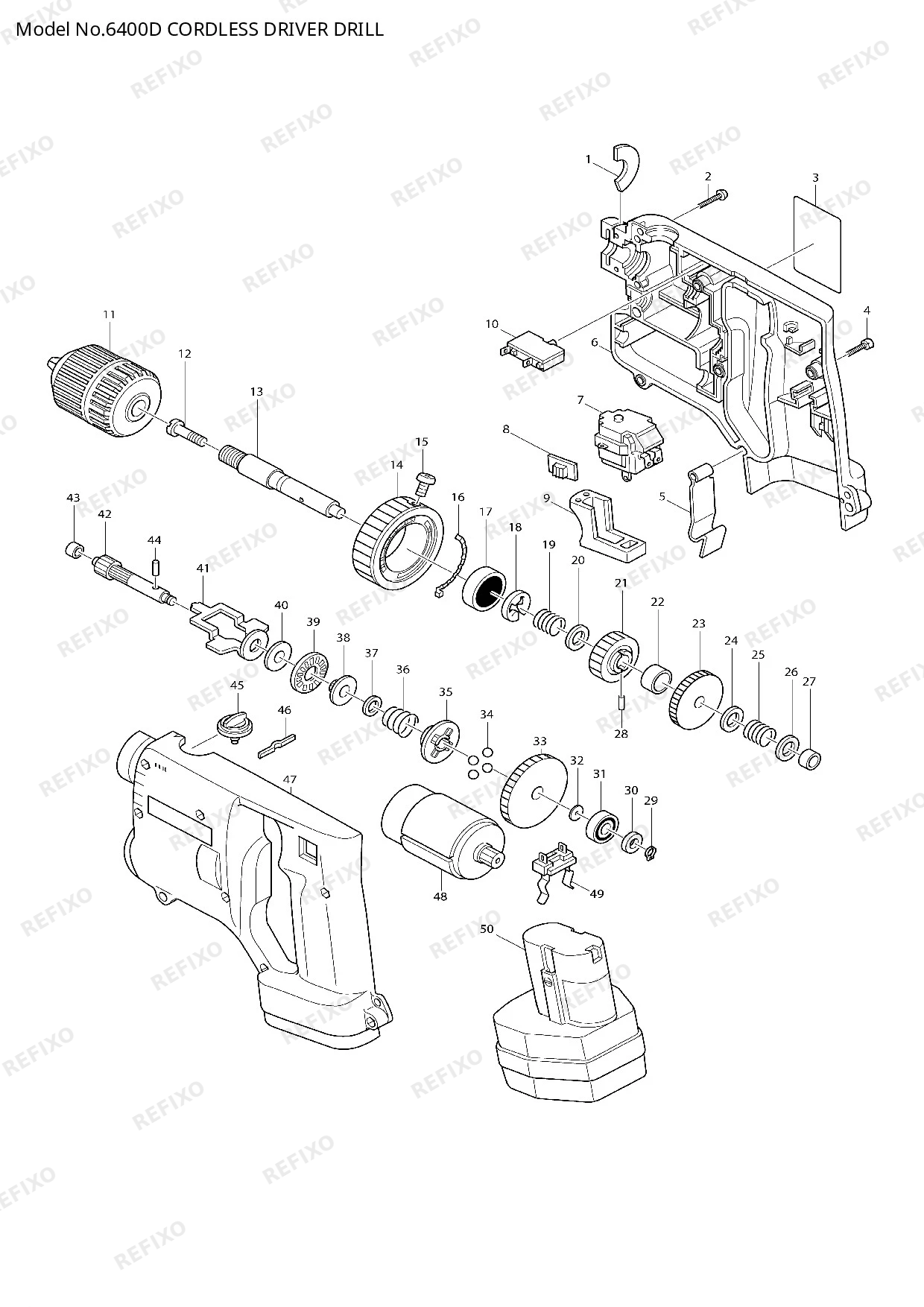 Деталировка MAKITA 6400D — схема запчастей в разборе