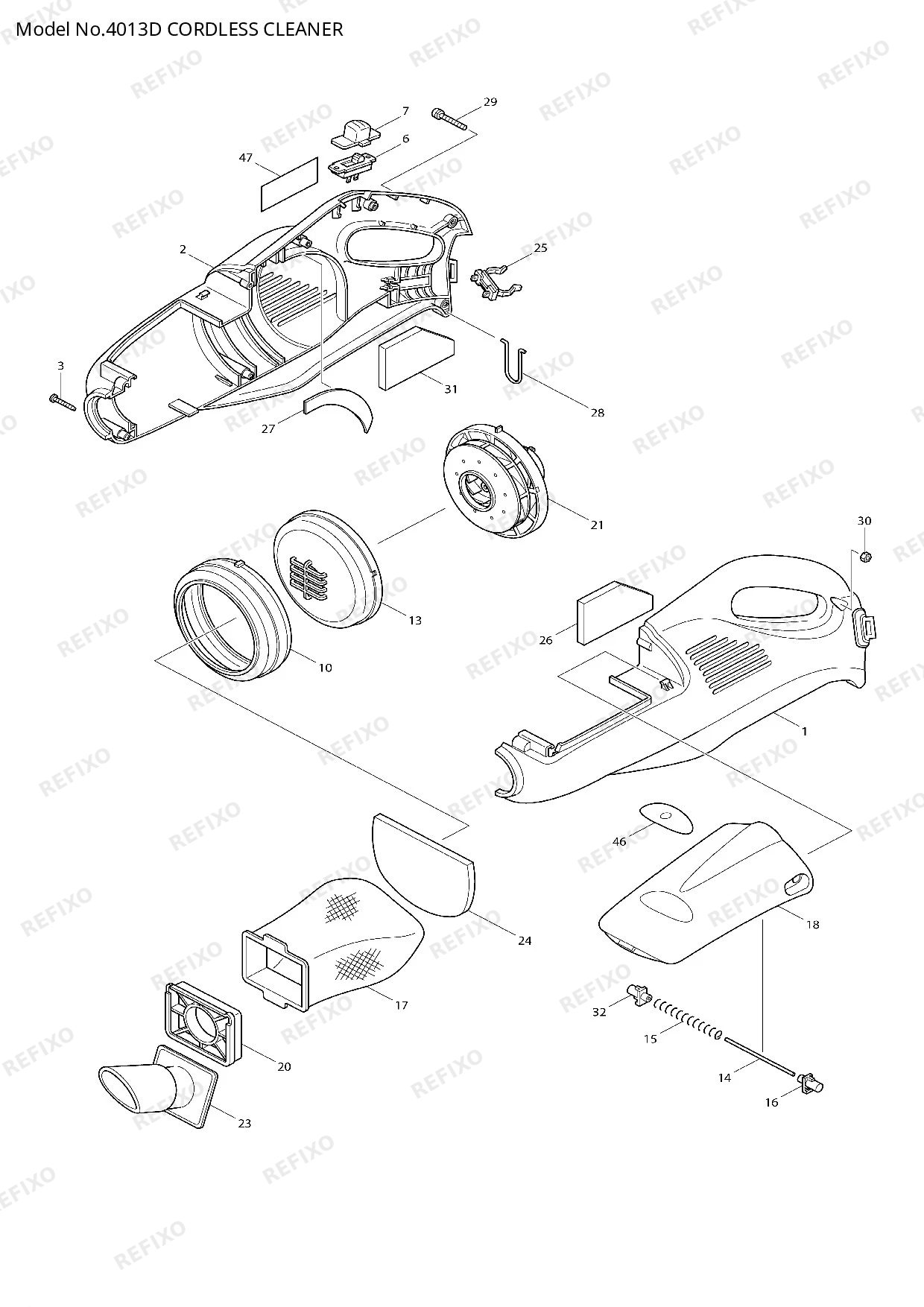 Деталировка MAKITA 4013D — схема запчастей в разборе