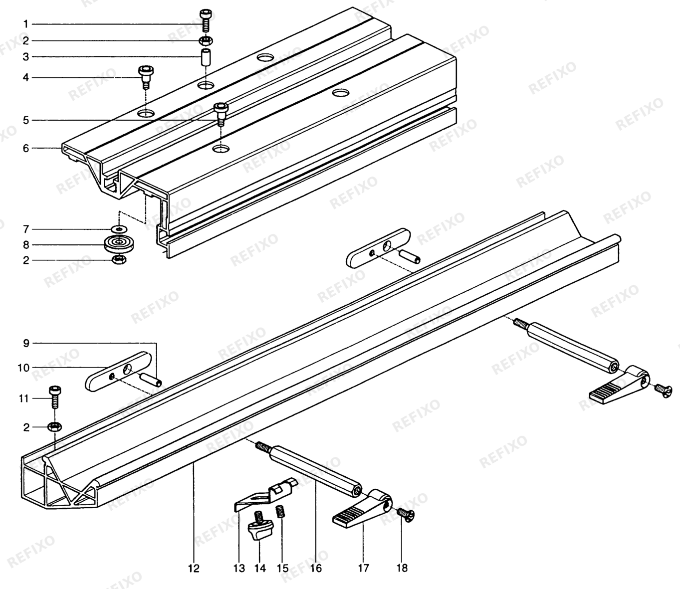Деталировка Festool Basis SAS 500 - Schiebetisch 489673 — схема запчастей в разборе