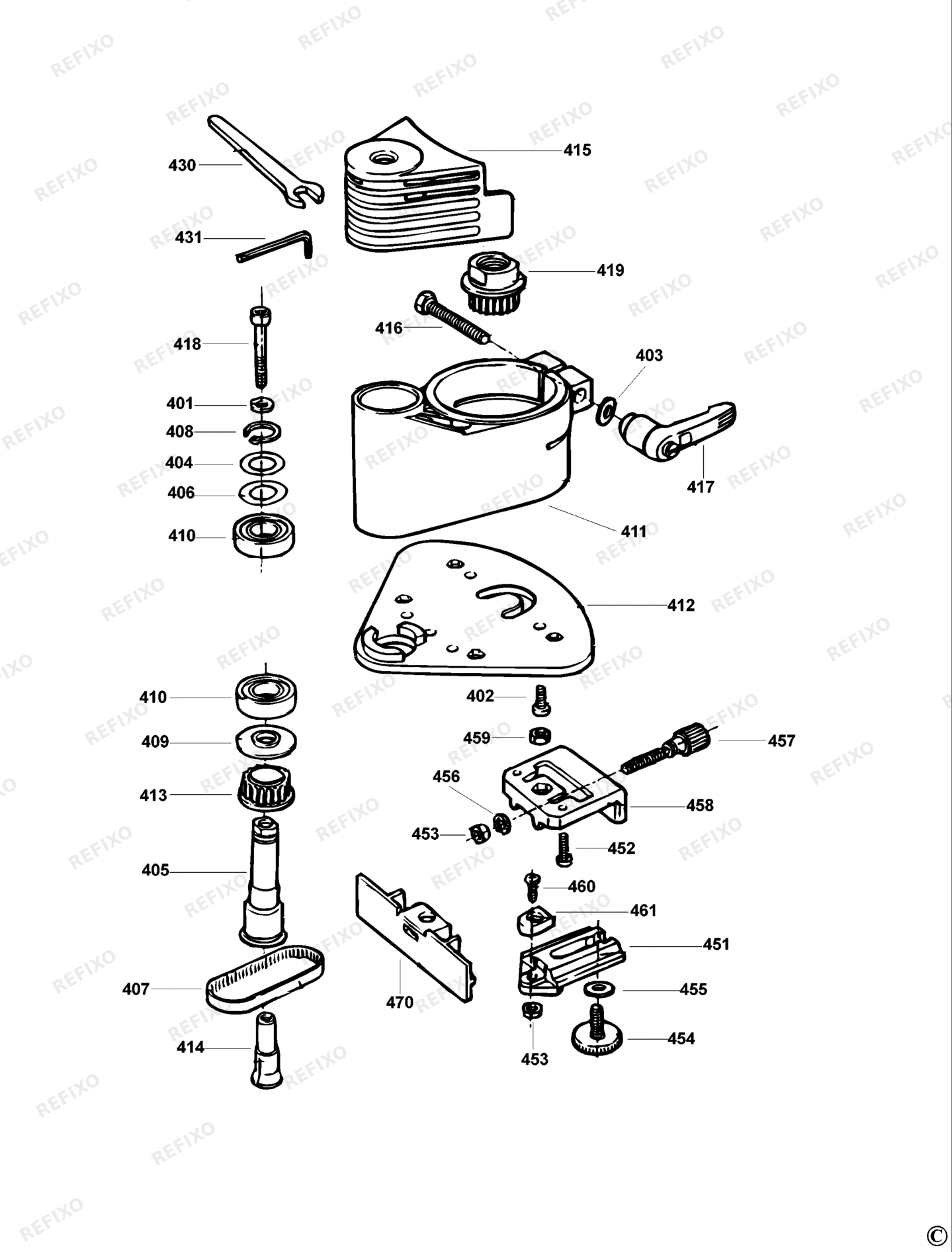 Деталировка DeWalt DW6707-XJ TYPE 1A DE-OFFSET BASE - TRIMMER DW6707-XJ DW6707 — схема запчастей в разборе