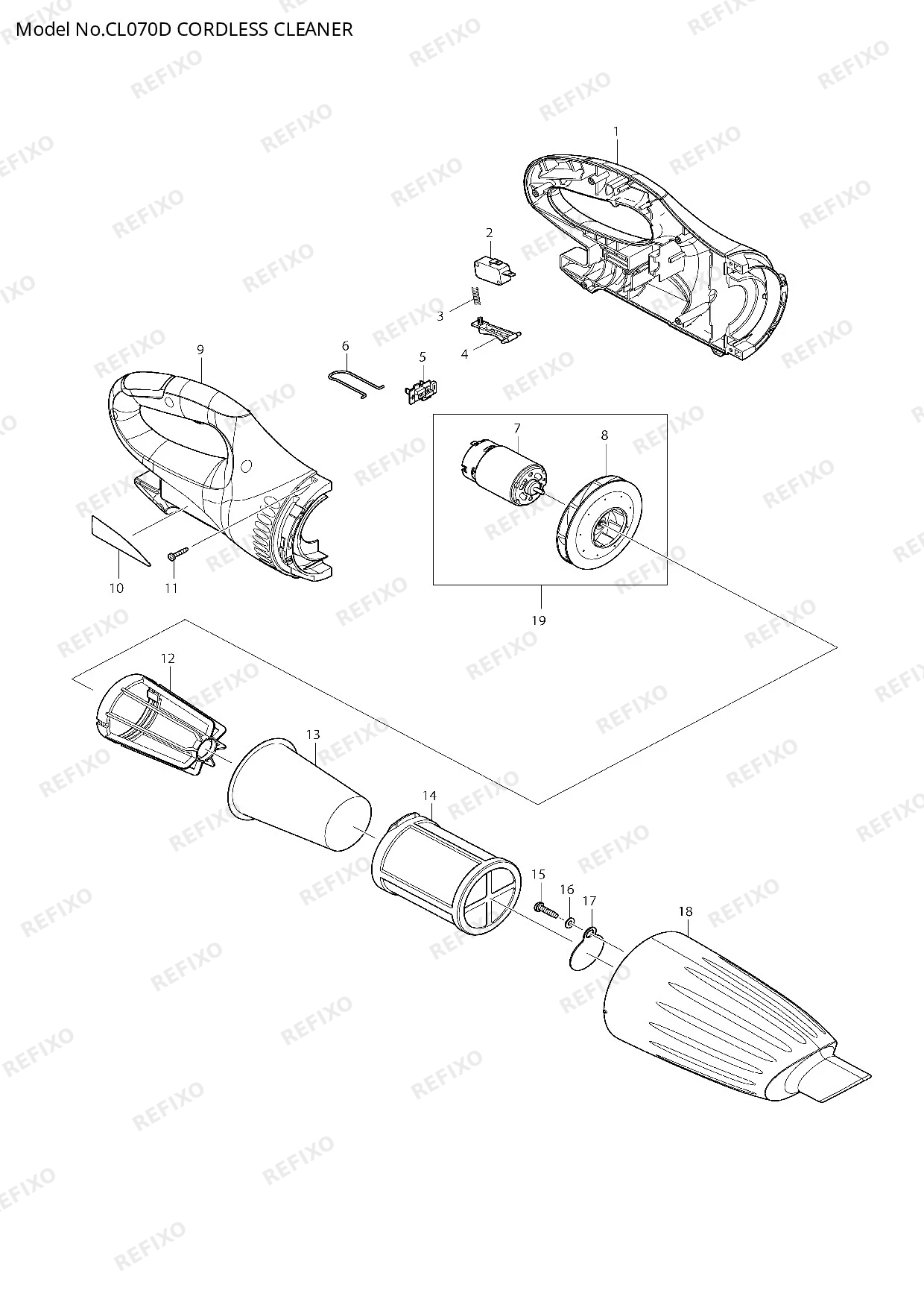 Деталировка MAKITA CL070D — схема запчастей в разборе