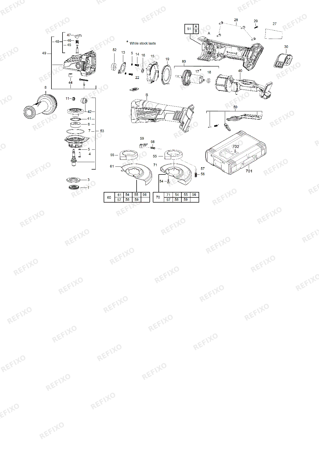 Деталировка MILWAUKEE M18CAG125XPDB 0 4933451009 4000467710 — схема запчастей в разборе