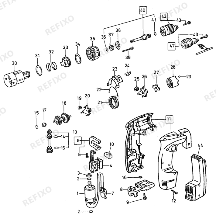 Деталировка Festool CDD 9,6 ES - аккумуляторный шуруповёрт 486828 — схема запчастей в разборе
