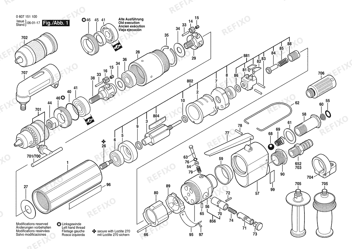 Деталировка Bosch Pw- дрель -Ind 370 WATT-SERIE (0 607 151 100) — схема запчастей в разборе