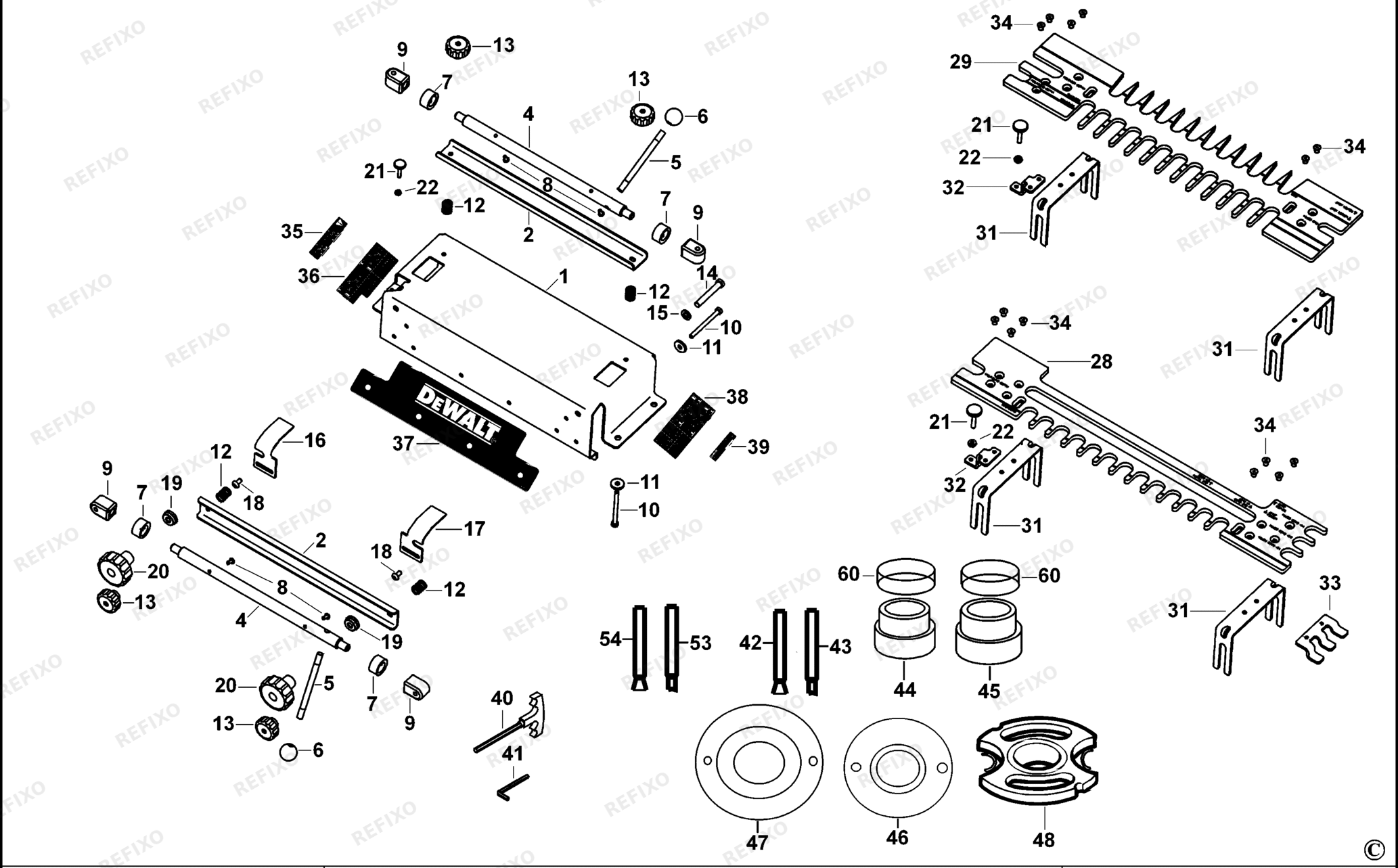Деталировка DeWalt DE6212-XJ TYPE 1 SCHWALB.SCHWANZHALT. DE6212-XJ DE6212 — схема запчастей в разборе