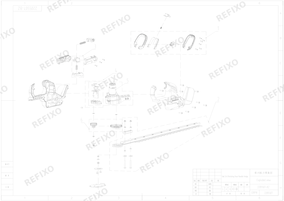 Деталировка Greenworks 2205507-Exploded view — схема запчастей в разборе