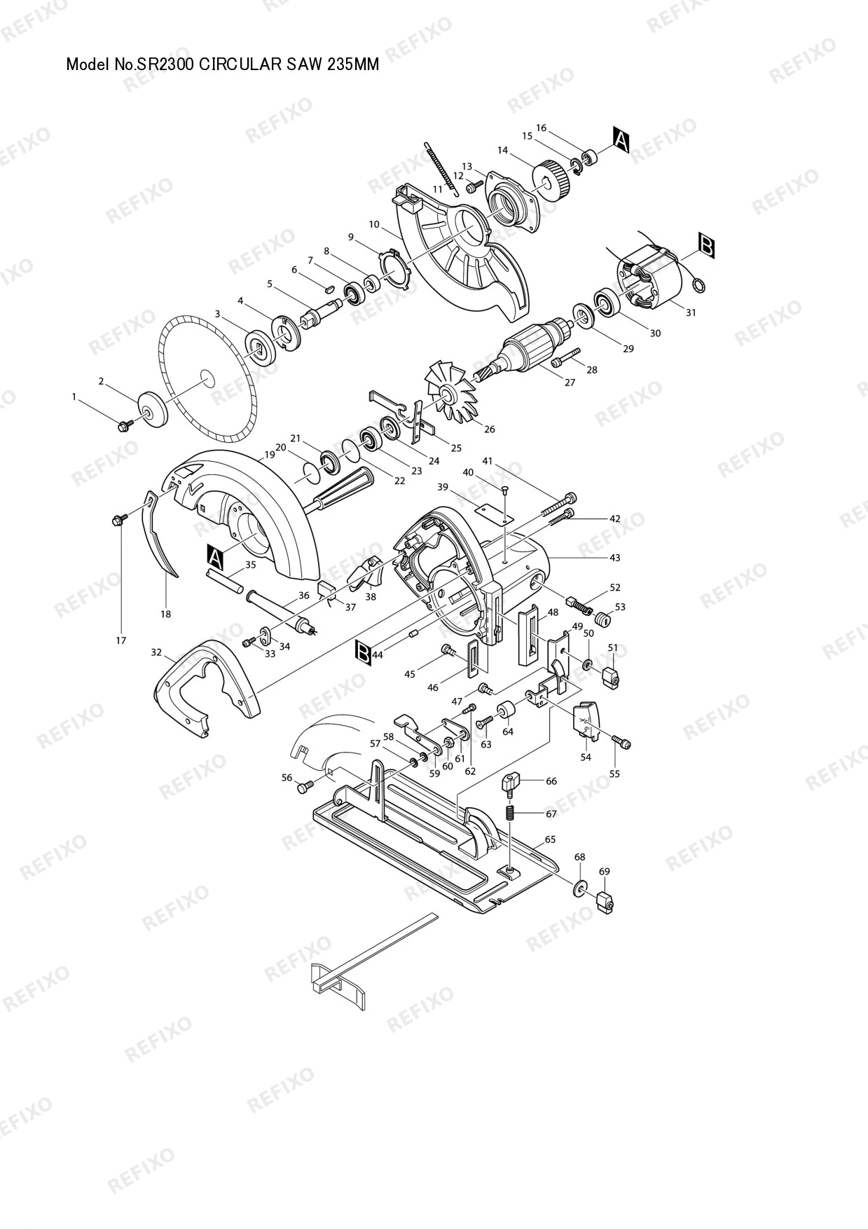 Деталировка MAKITA SR2300 — схема запчастей в разборе