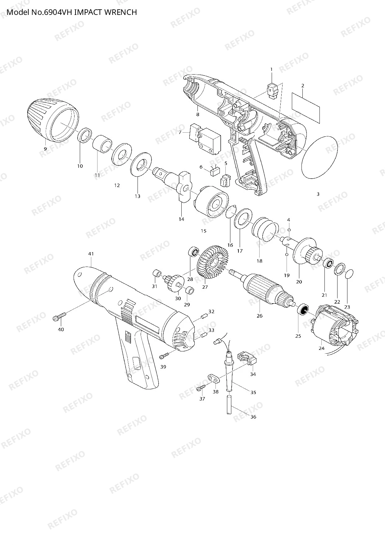 Деталировка MAKITA 6904VH — схема запчастей в разборе