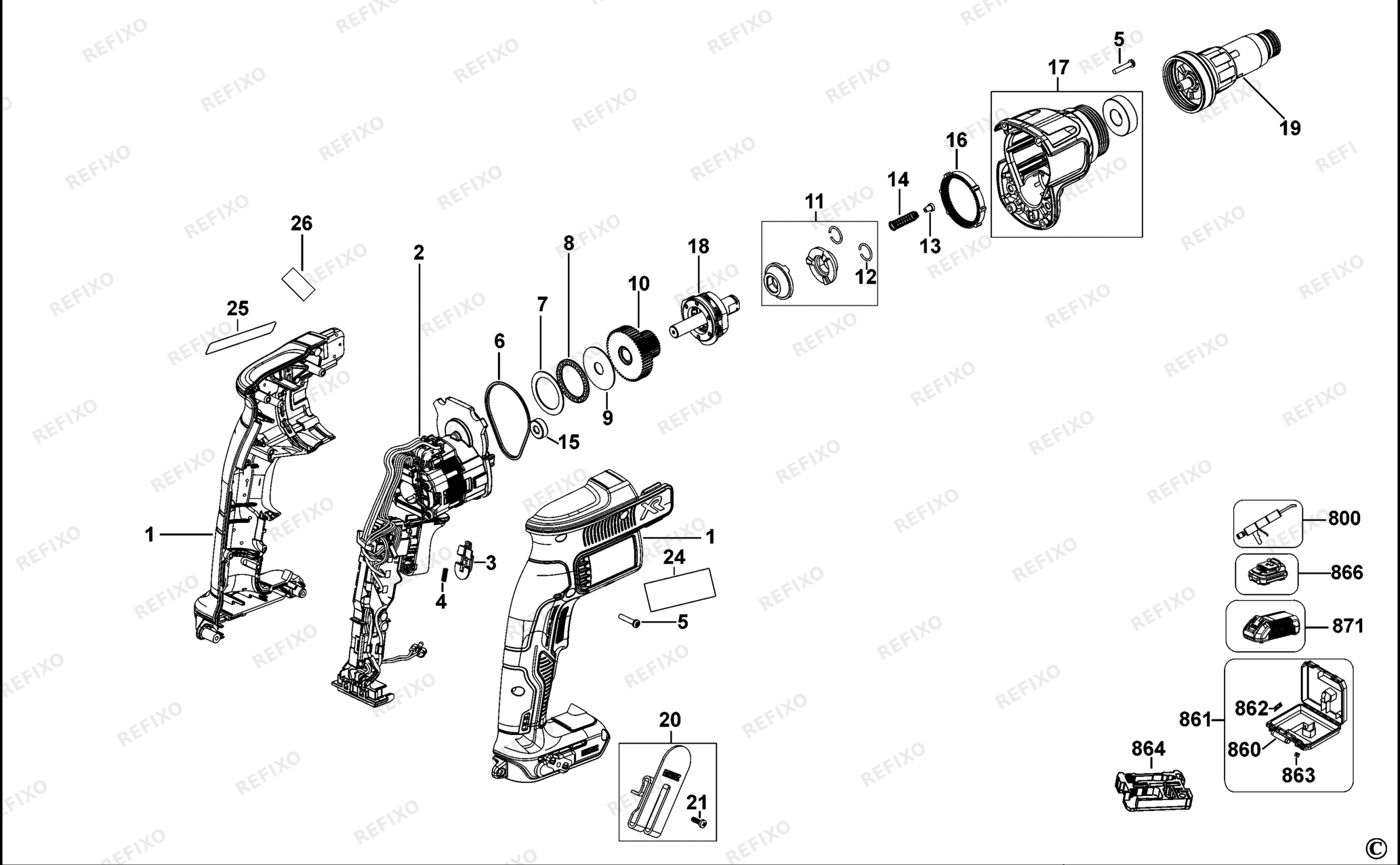 Деталировка DeWalt DCF622-QW TYPE 1 аккумуляторный -SCHAUBENDREHER DCF622-QW DCF622 — схема запчастей в разборе