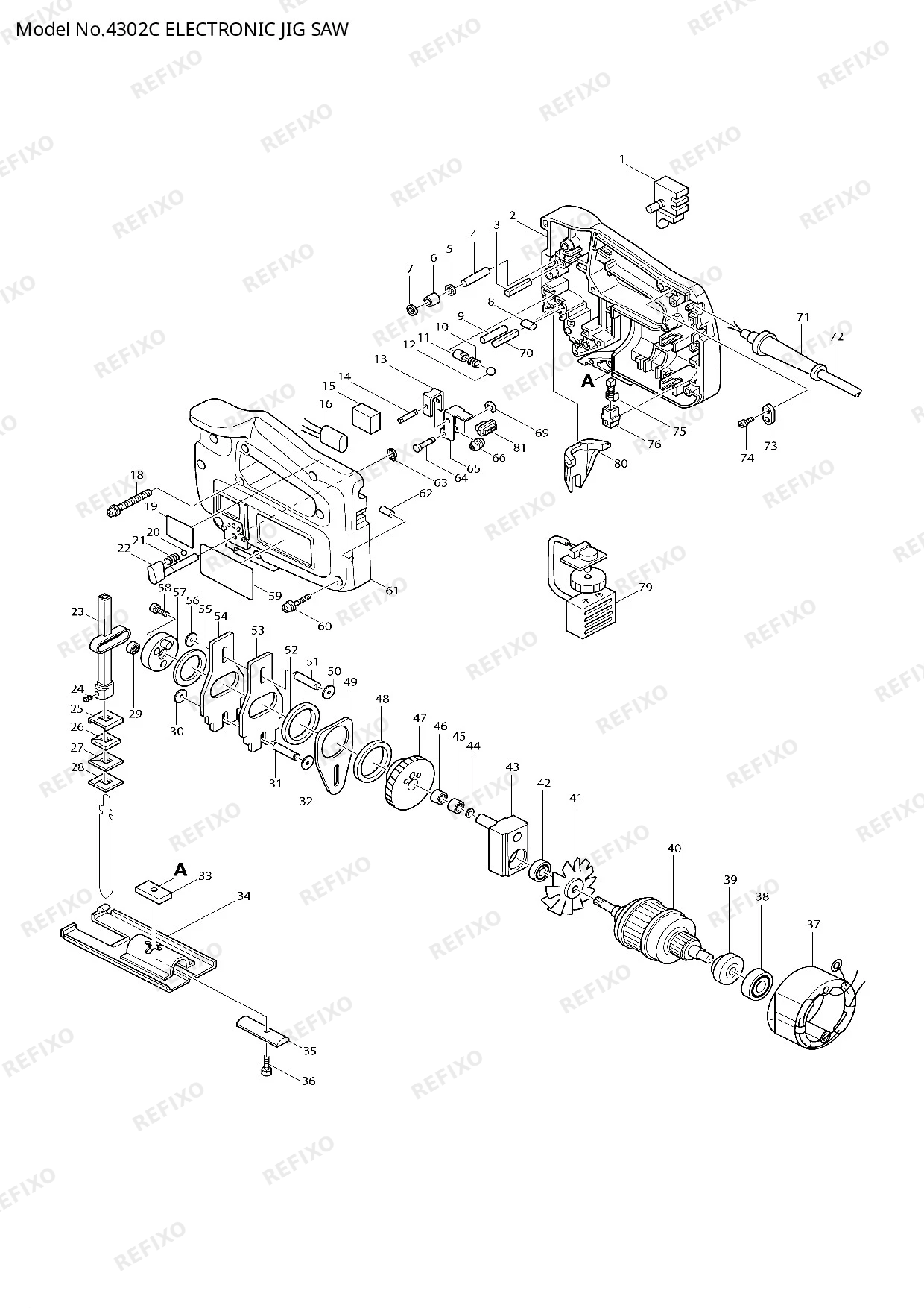 Деталировка MAKITA 4302C — схема запчастей в разборе
