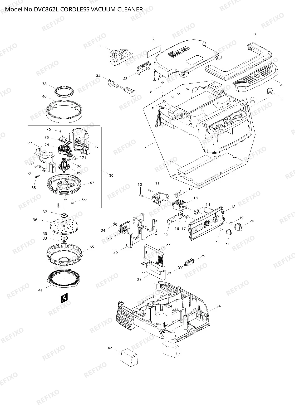 Деталировка MAKITA DVC862L — схема запчастей в разборе