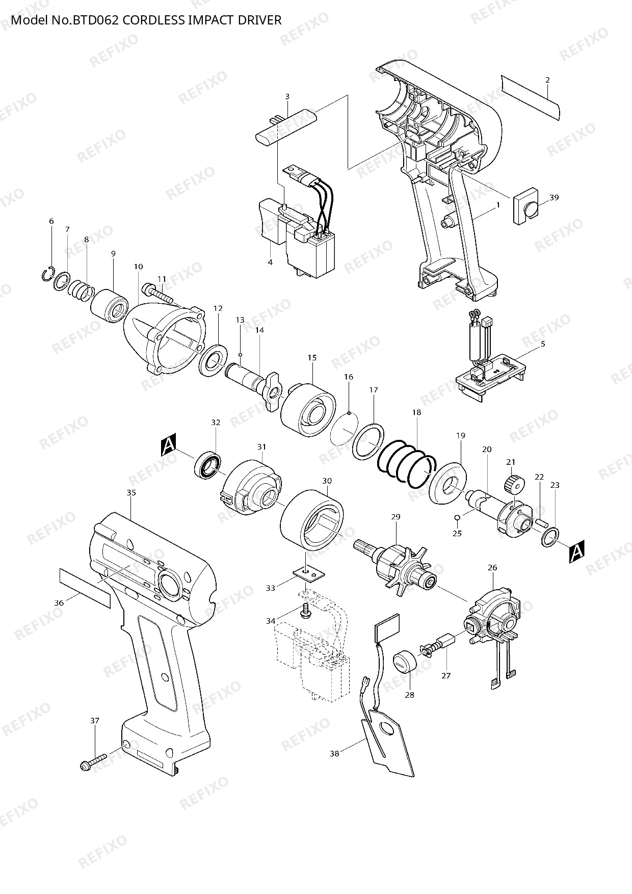 Деталировка MAKITA BTD062 — схема запчастей в разборе
