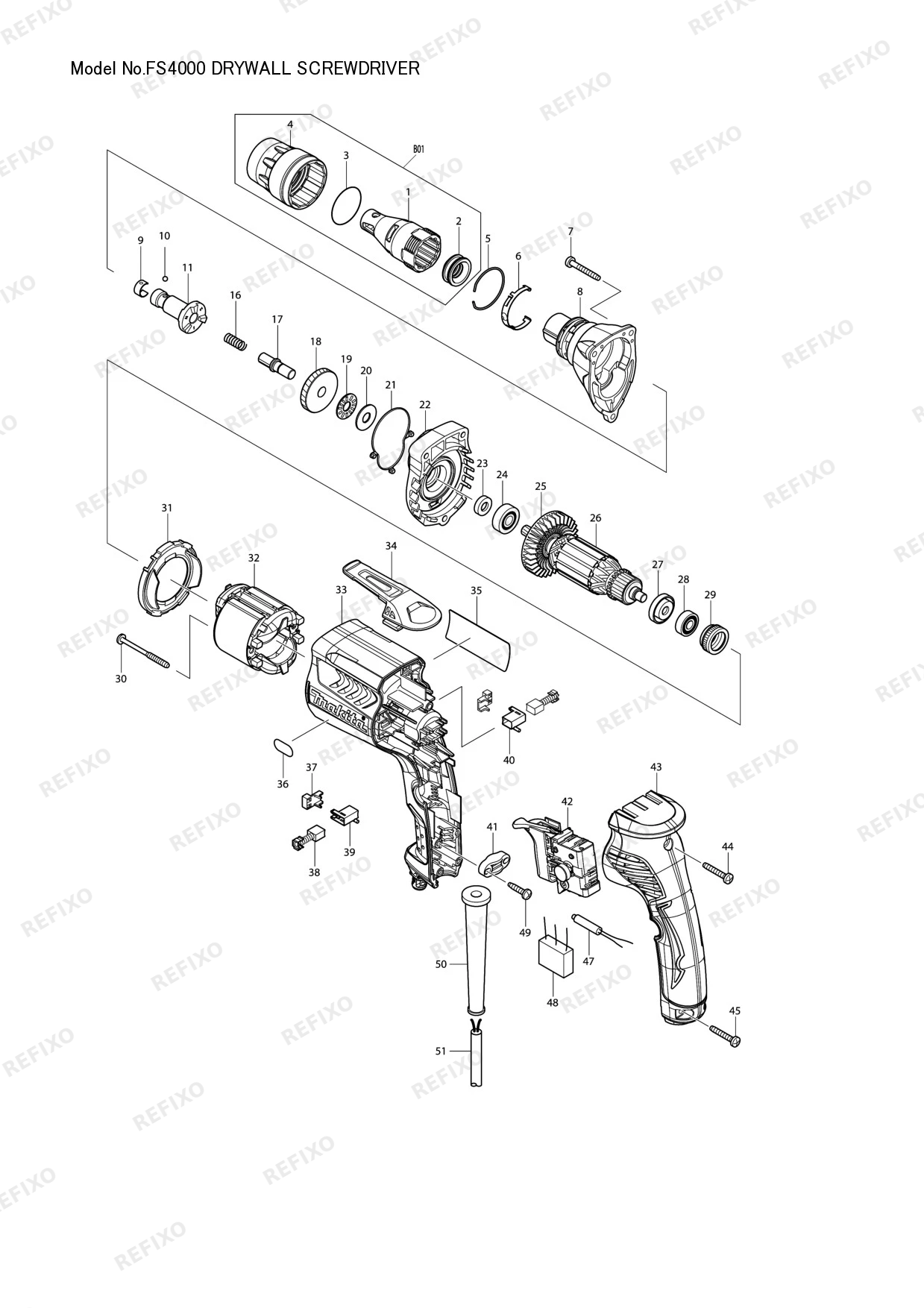 Деталировка MAKITA FS4000 — схема запчастей в разборе