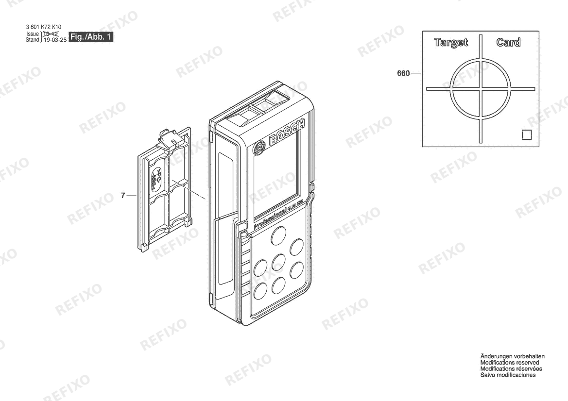 Деталировка Bosch Entfernungsmesser GLM 50-12 | 044 - LAM (3 601 K72 RG0) — схема запчастей в разборе