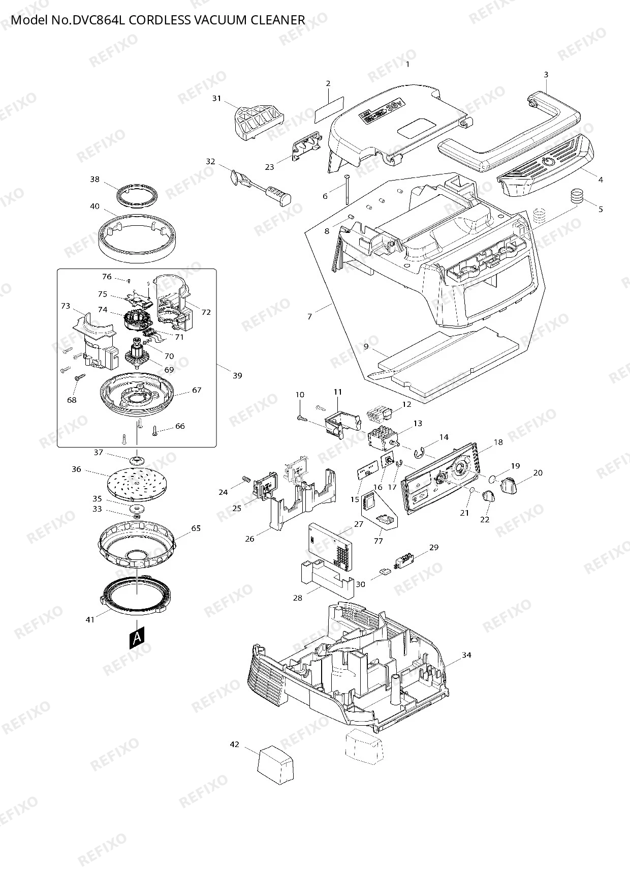 Деталировка MAKITA DVC864L — схема запчастей в разборе