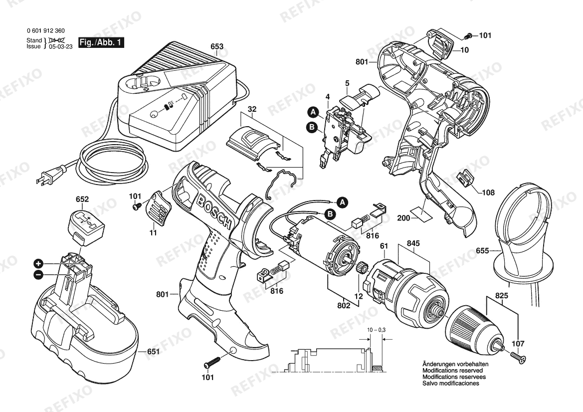 Деталировка Bosch Аккумуляторный -Mittelgriffschrauber GSR 18 VE-2 BUL | 18 V | 061 - US (0 601 912 360) — схема запчастей в разборе