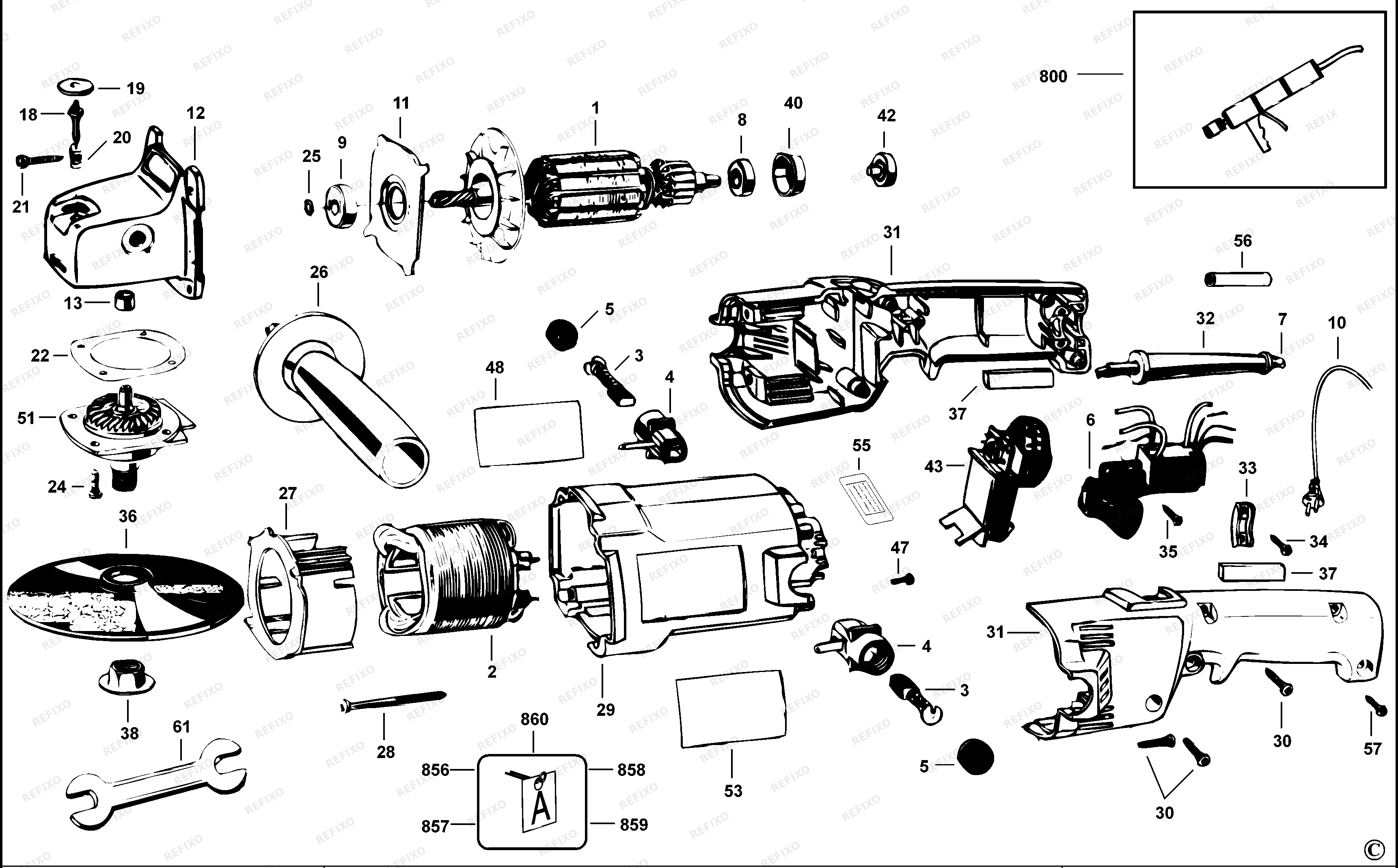 Black&Decker ШЛИФОВАЛЬНО-ПОЛИРОВАЛЬНЫЙ СТАНОК 6138 — схема запчастей