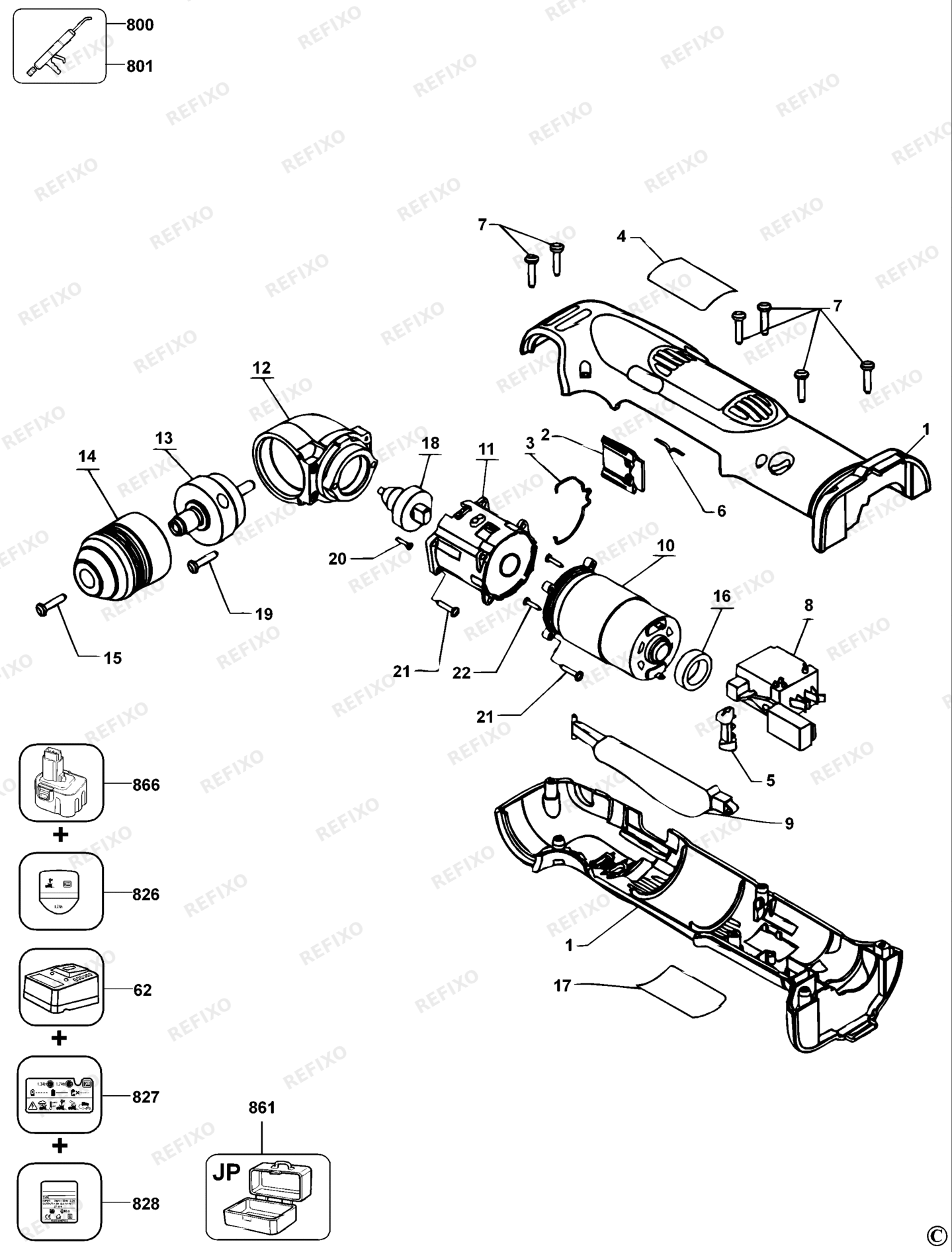 Деталировка DeWalt DW955-QW TYPE 1 RIGHT ANGLE DRILL DW955-QW DW955 — схема запчастей в разборе