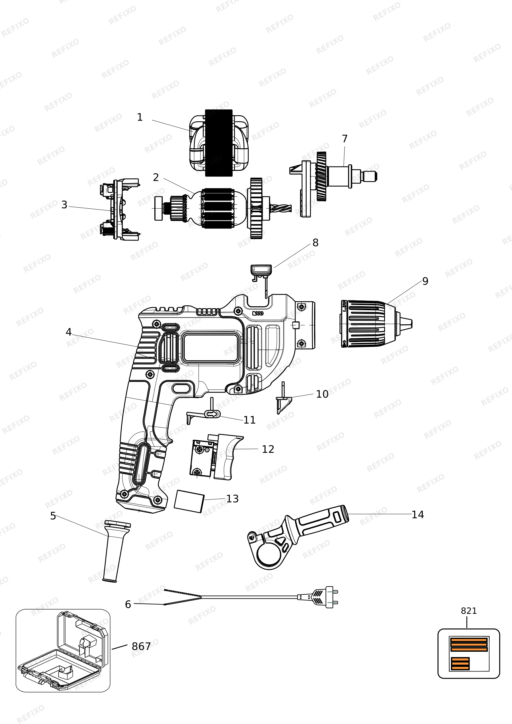 Black&Decker УДАРНАЯ ДРЕЛЬ BEH550A40K — схема запчастей