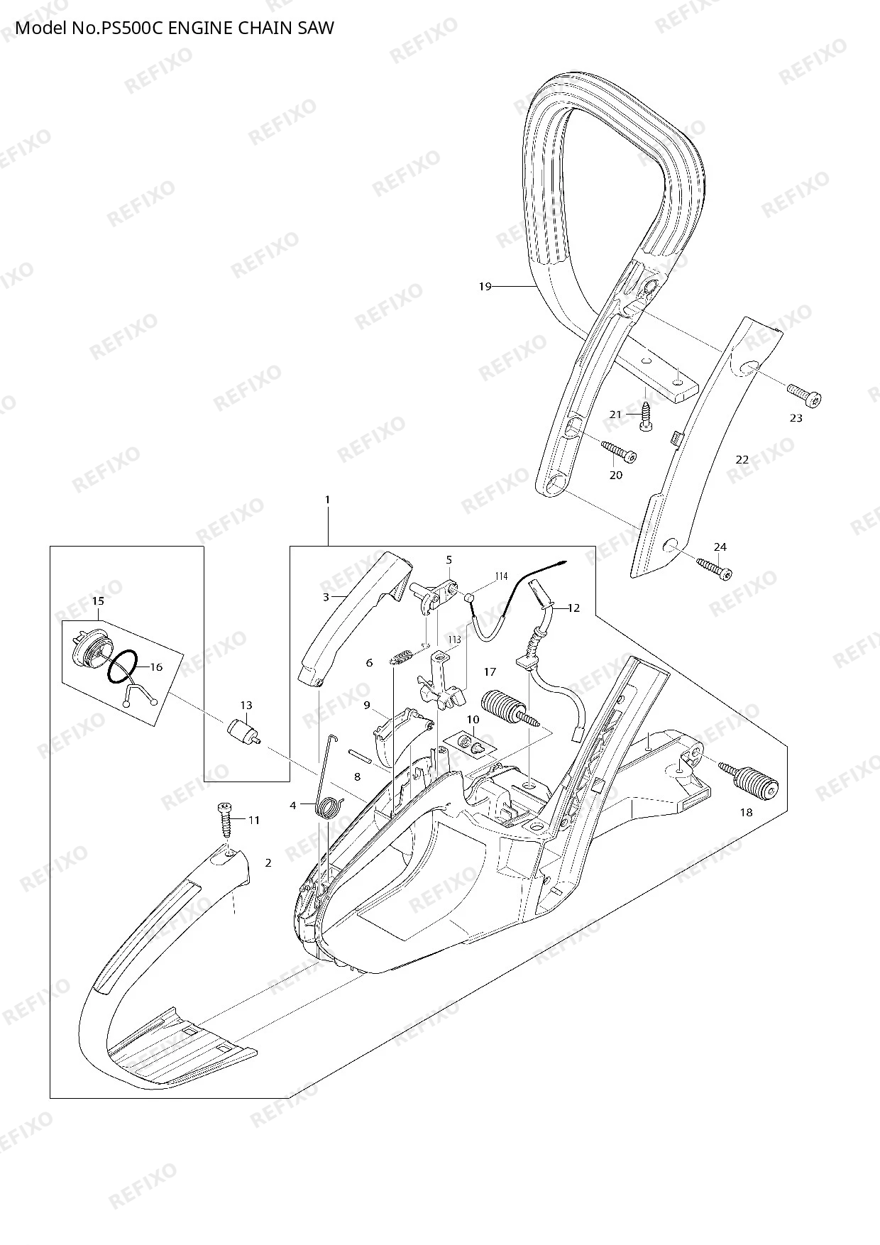 Деталировка MAKITA PS 500C — схема запчастей в разборе