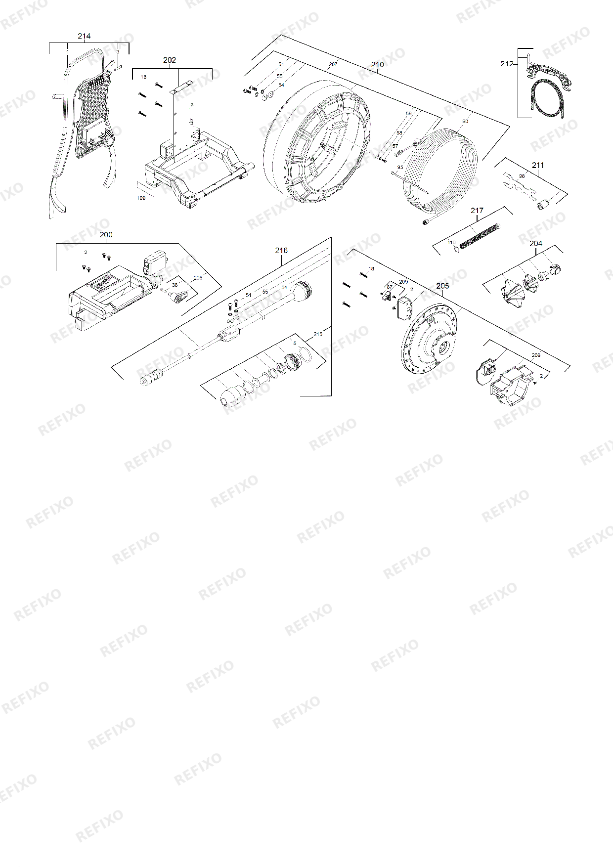 Деталировка MILWAUKEE M18SIC36 0 4933471413 4000477320 — схема запчастей в разборе