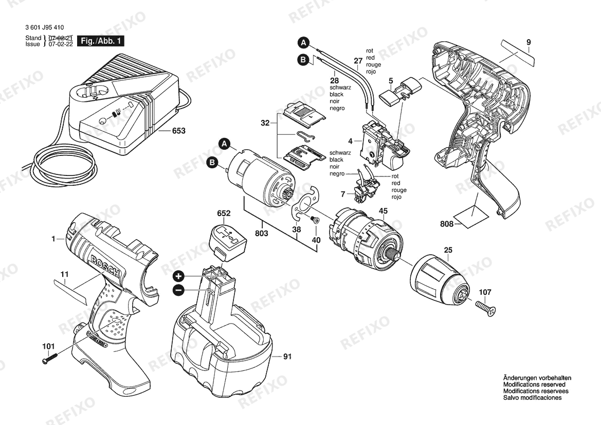 Деталировка Bosch Аккумуляторный шуруповёрт 34614 | 14.4 V | 061 - US (3 601 J95 410) — схема запчастей в разборе