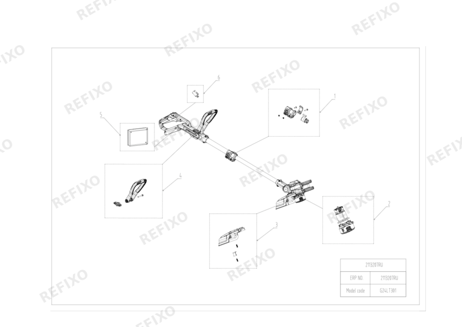 Деталировка Greenworks 2113207RU(GW 24V 30cm String Trimmer) чертеж — схема запчастей в разборе