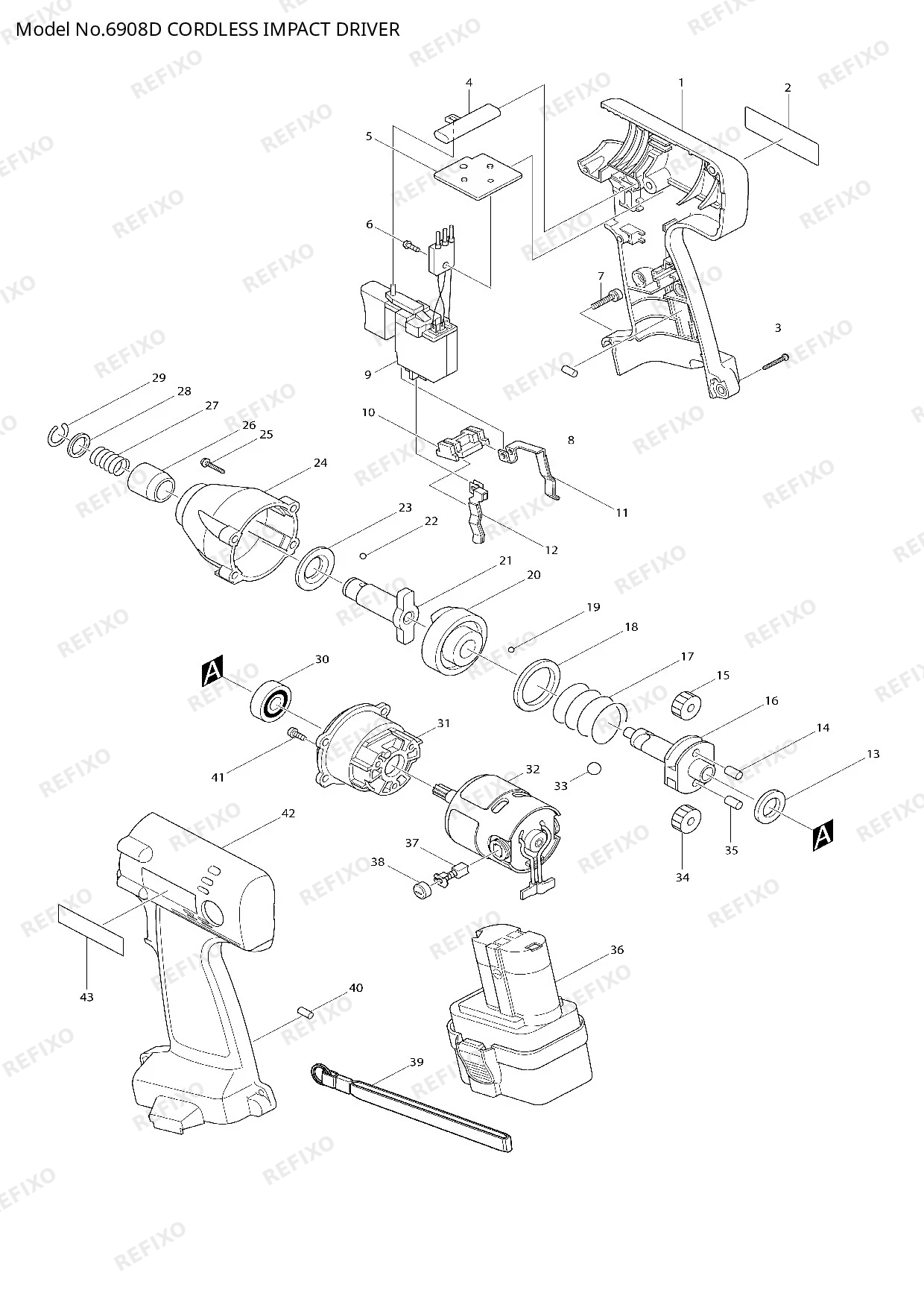Деталировка MAKITA 6908D — схема запчастей в разборе