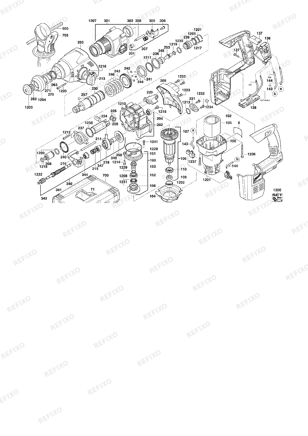 Деталировка MILWAUKEE HD28H 4933415520 4000415515 — схема запчастей в разборе