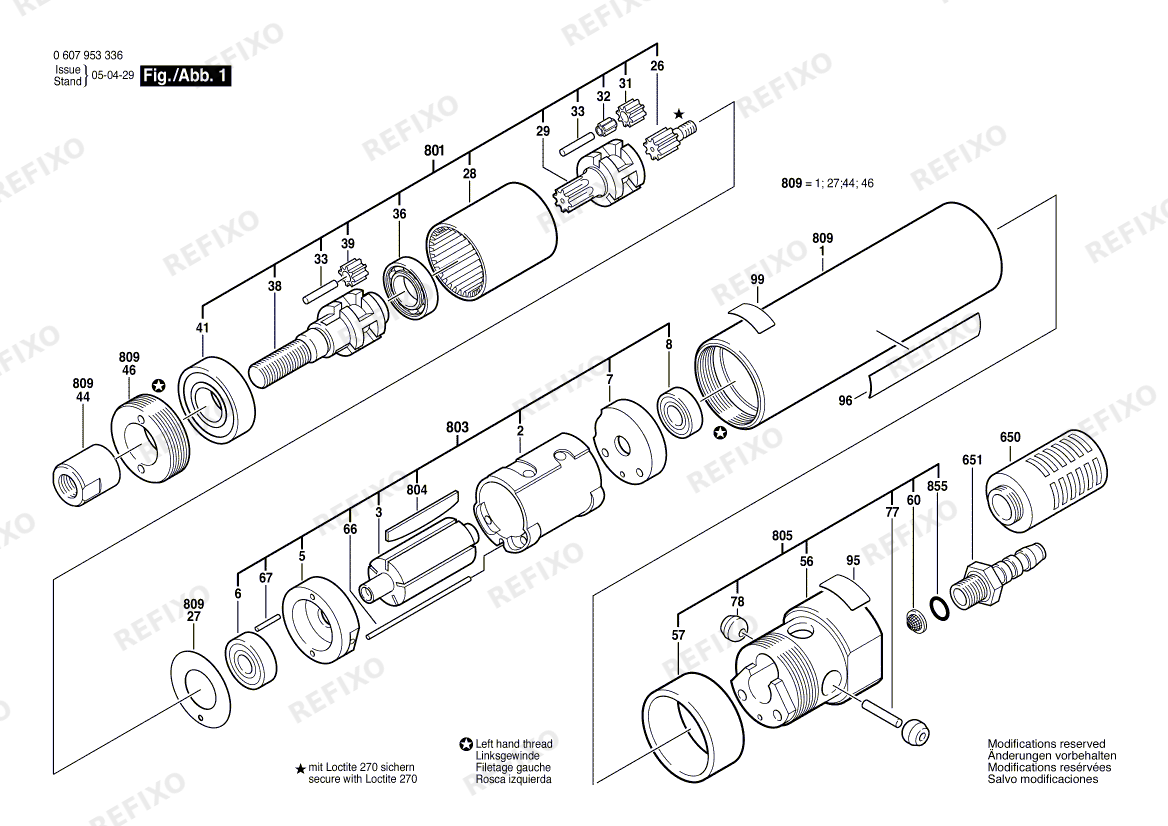 Деталировка Bosch Einbaumotor 180 WATT-SERIE (0 607 953 336) — схема запчастей в разборе