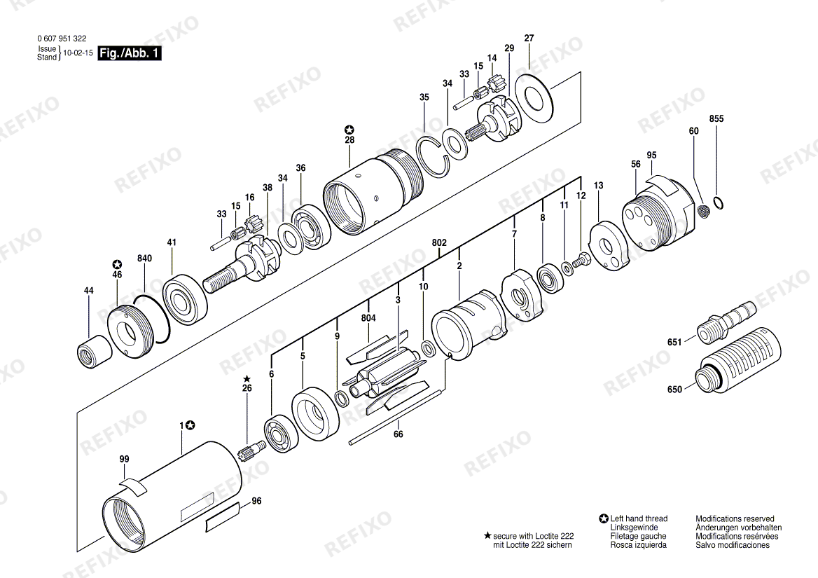 Деталировка Bosch Einbaumotor 370 WATT-SERIE (0 607 951 322) — схема запчастей в разборе